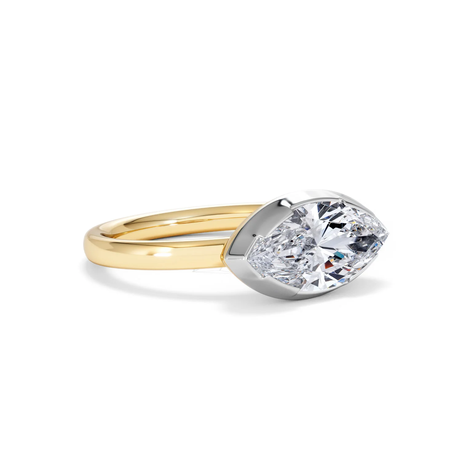 East West 2.00ct Marquise Cut Lab Diamond Solitaire Engagement Ring in 18K Yellow Gold - Image 17