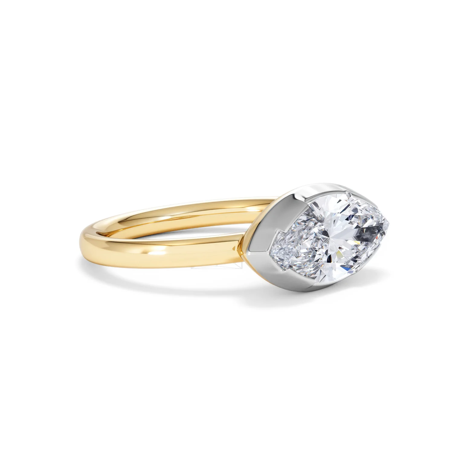 East West 2.00ct Marquise Cut Lab Diamond Solitaire Engagement Ring in 18K Yellow Gold - Image 19