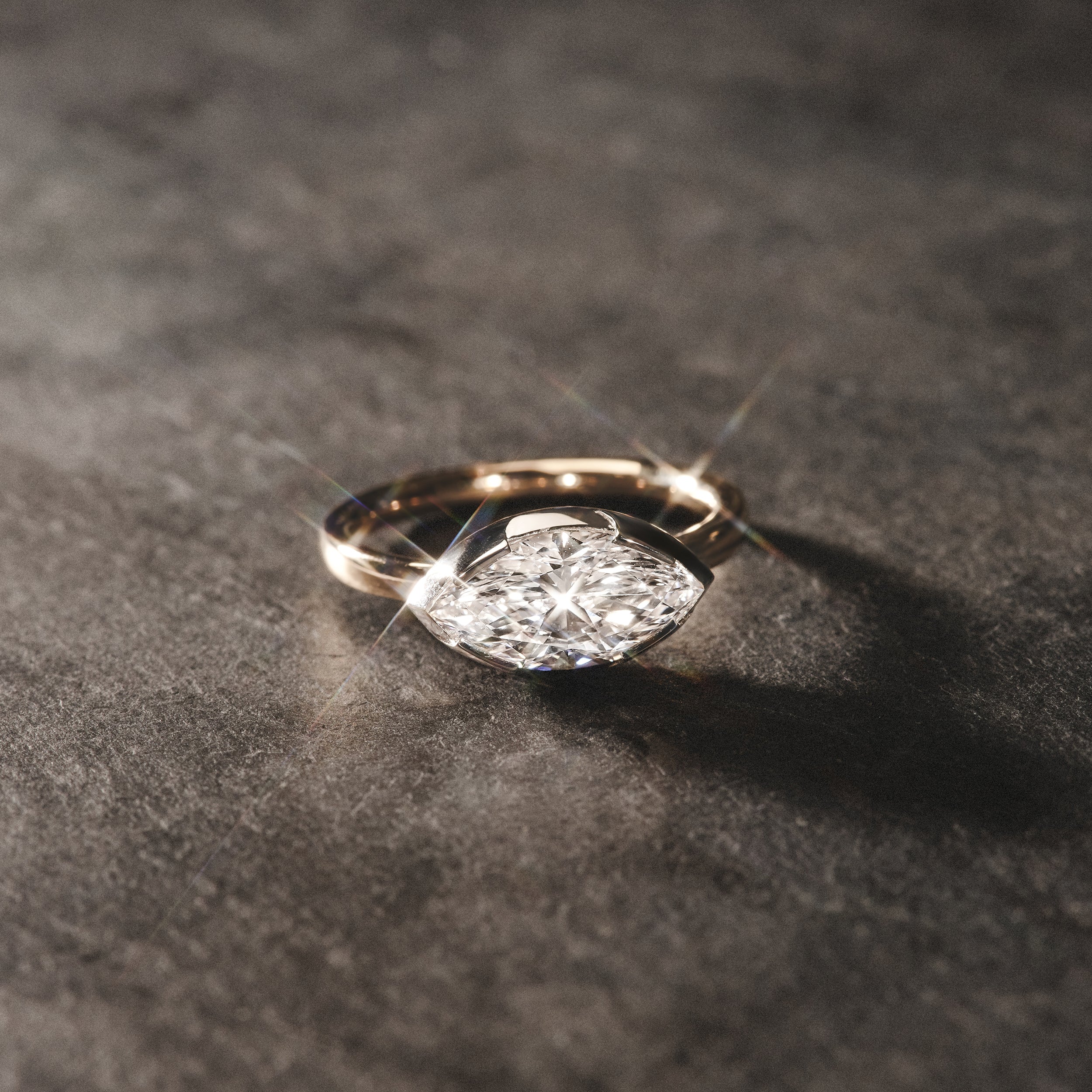 East West 2.00ct Marquise Cut Lab Diamond Solitaire Engagement Ring in 18K Yellow Gold - Image 6