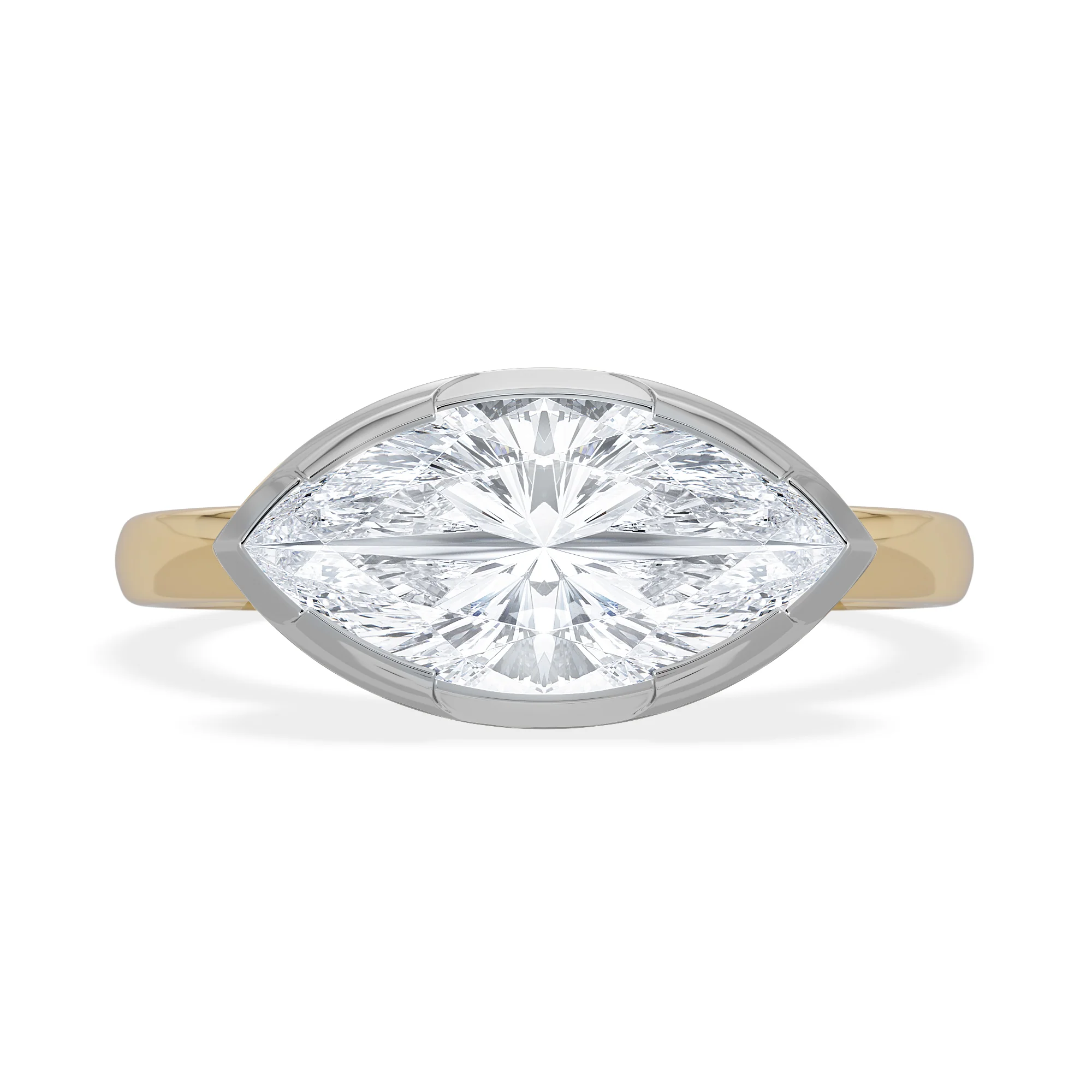 East West 2.00ct Marquise Cut Lab Diamond Solitaire Engagement Ring in 18K Yellow Gold - Image 7