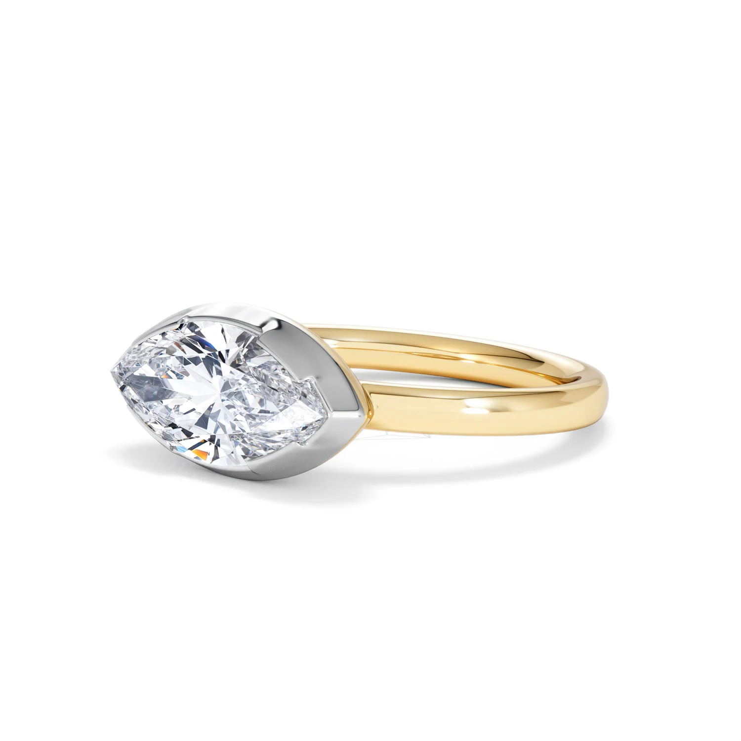 East West 2.00ct Marquise Cut Lab Diamond Solitaire Engagement Ring in 18K Yellow Gold - Image 80