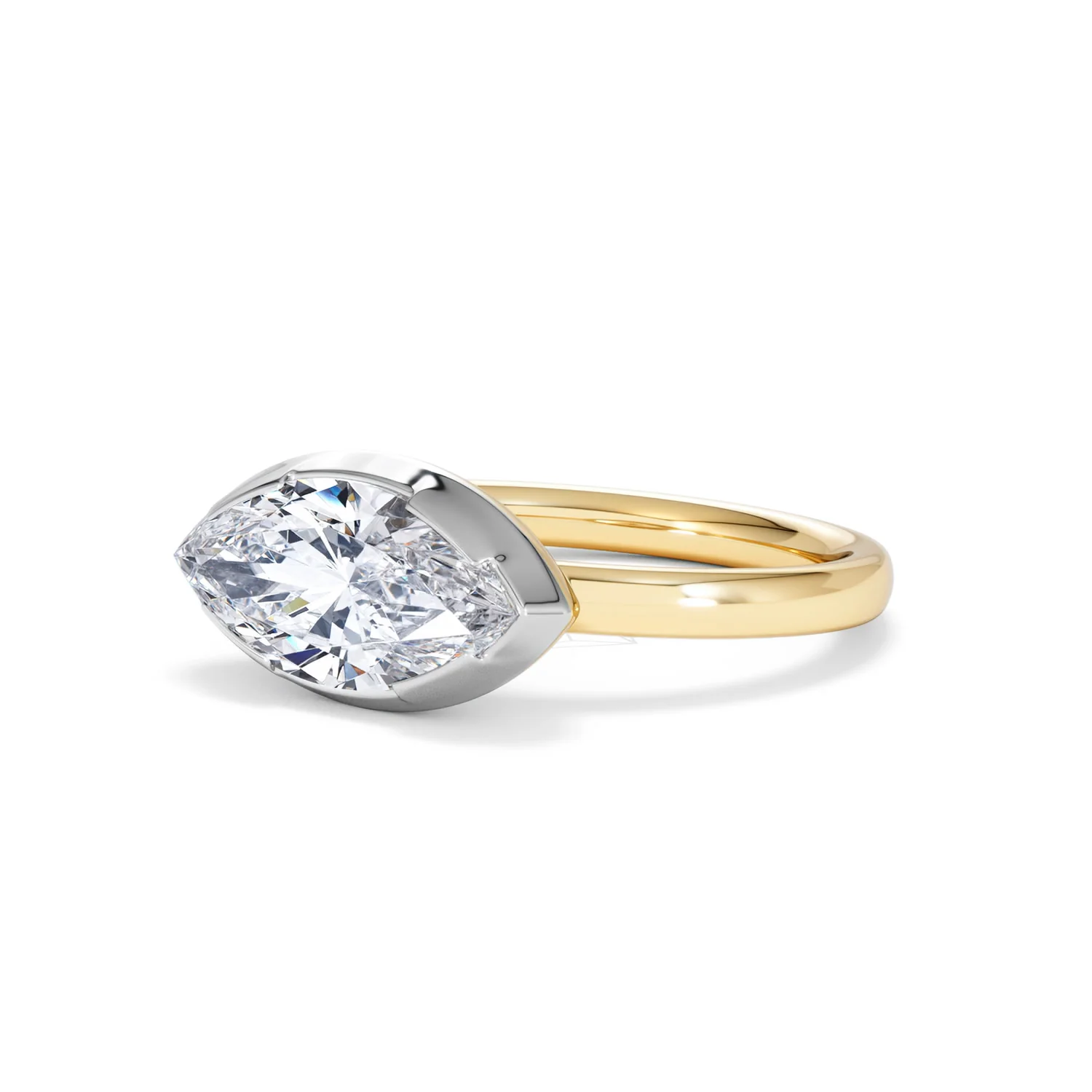 East West 2.00ct Marquise Cut Lab Diamond Solitaire Engagement Ring in 18K Yellow Gold - Image 81