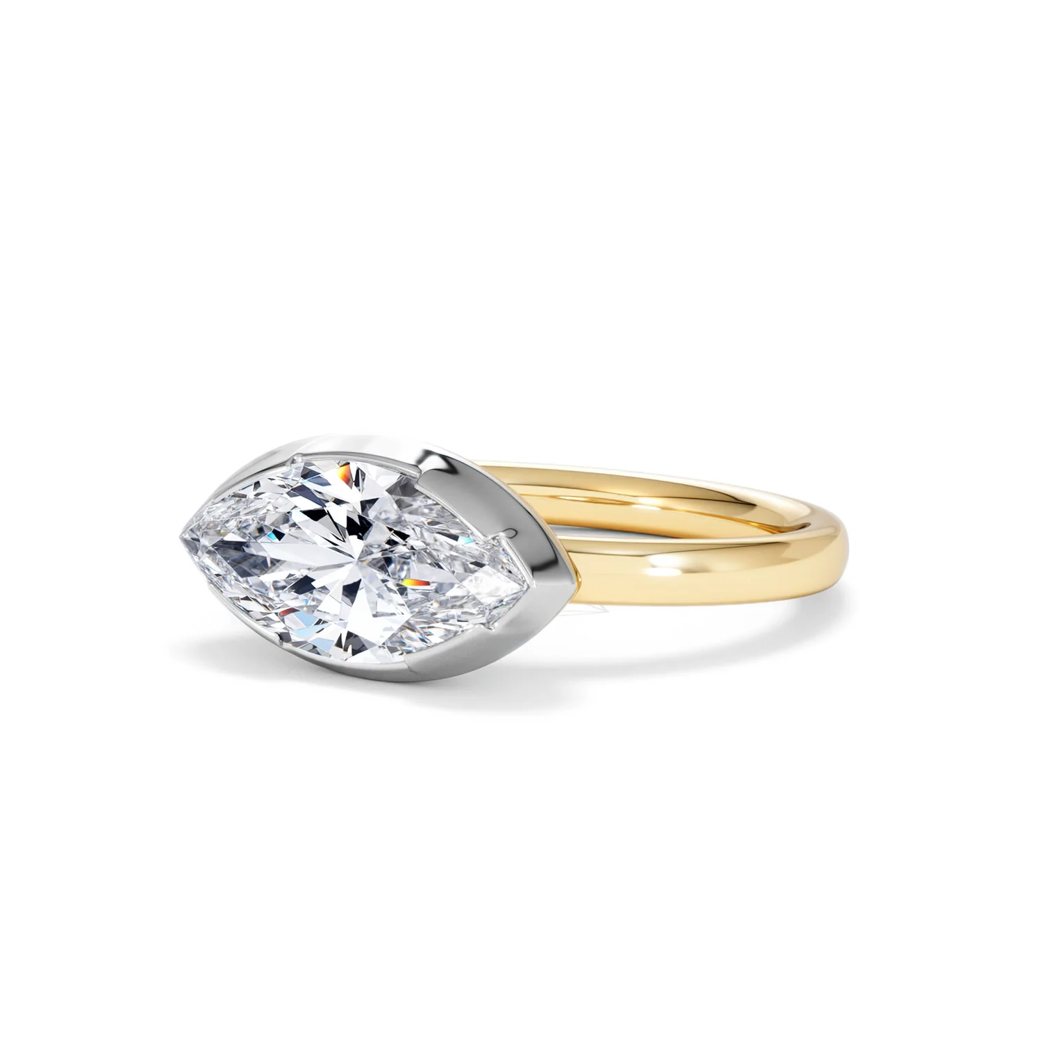 East West 2.00ct Marquise Cut Lab Diamond Solitaire Engagement Ring in 18K Yellow Gold - Image 82