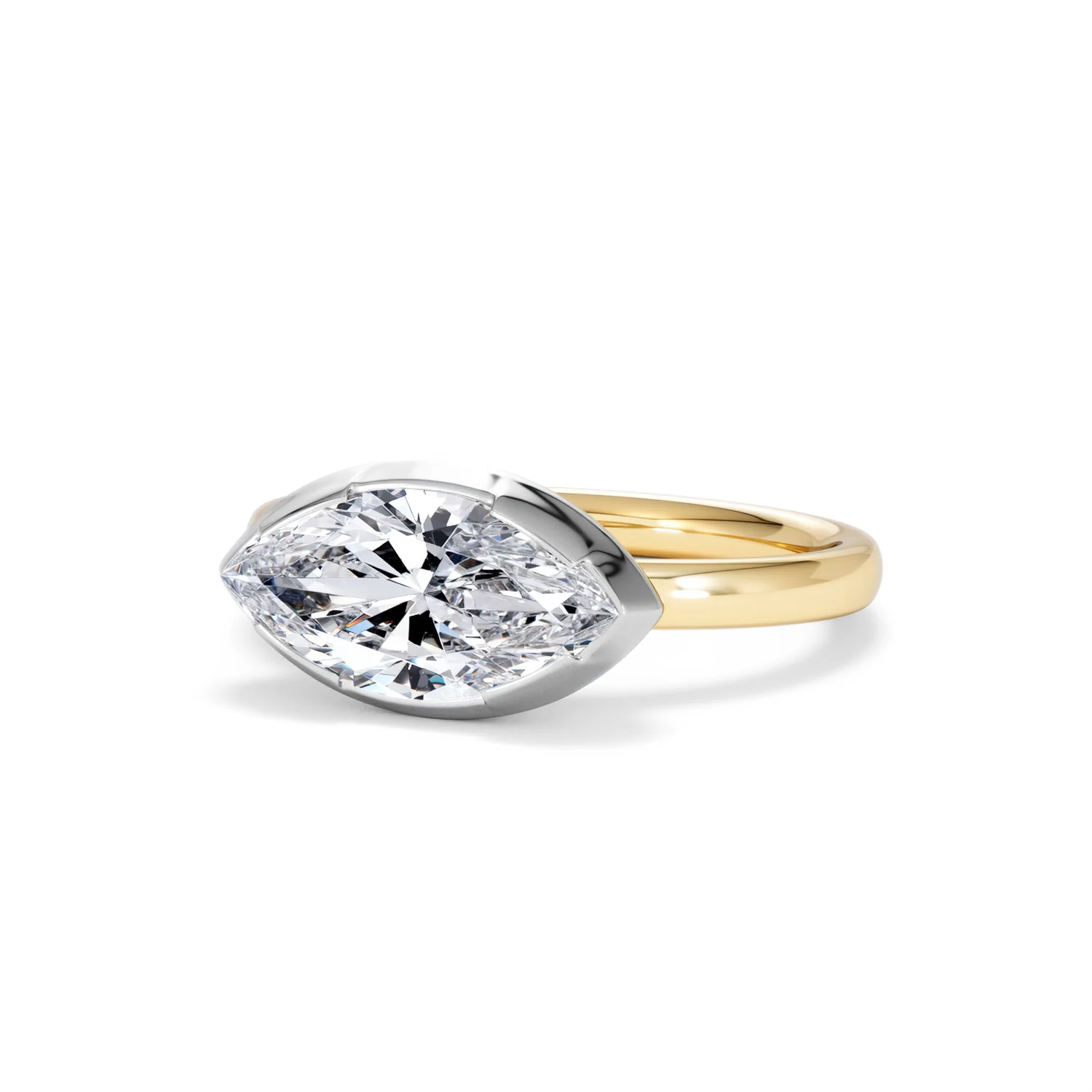 East West 2.00ct Marquise Cut Lab Diamond Solitaire Engagement Ring in 18K Yellow Gold - Image 84
