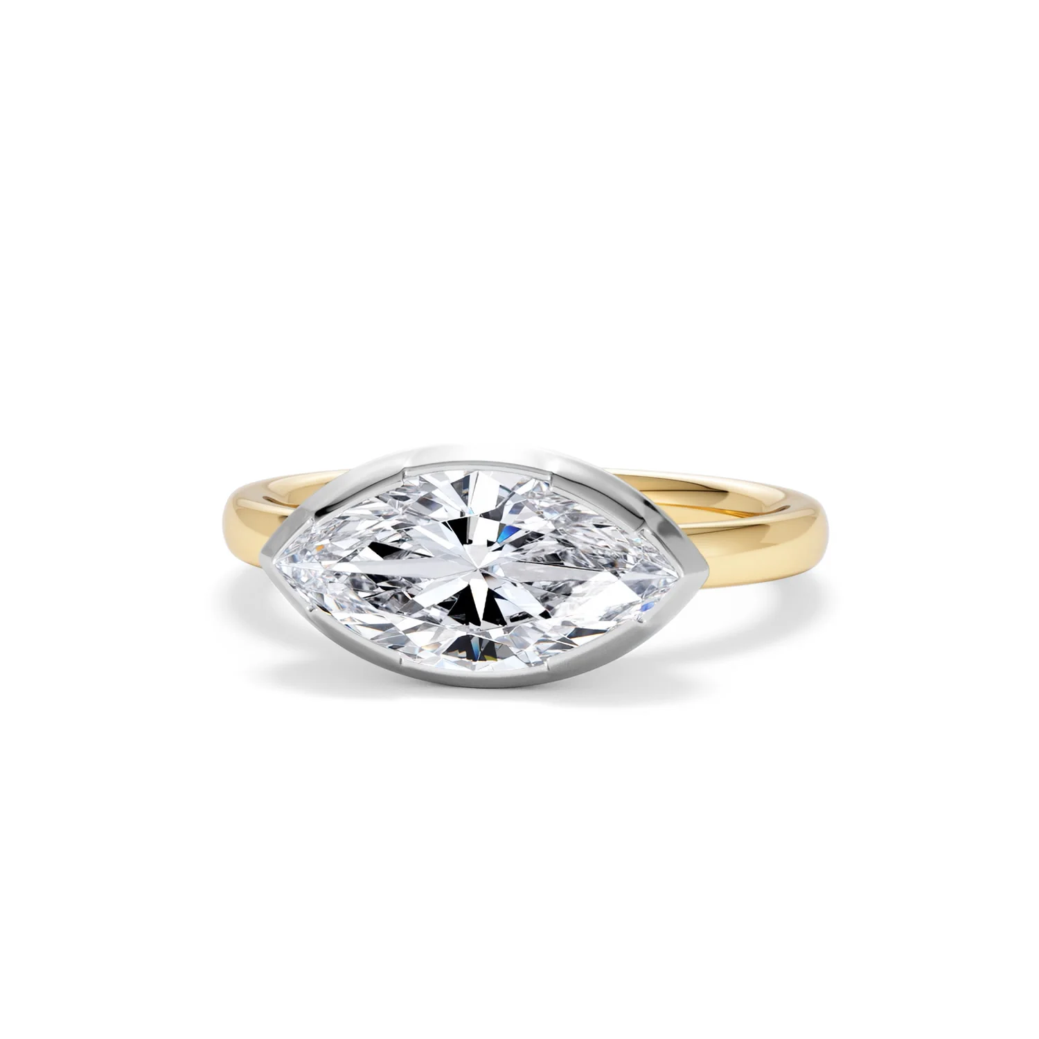 East West 2.00ct Marquise Cut Lab Diamond Solitaire Engagement Ring in 18K Yellow Gold - Image 87