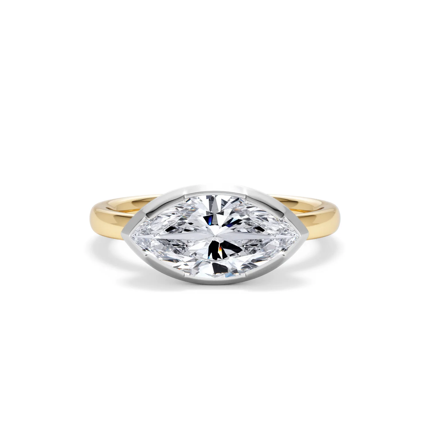East West 2.00ct Marquise Cut Lab Diamond Solitaire Engagement Ring in 18K Yellow Gold - Image 9