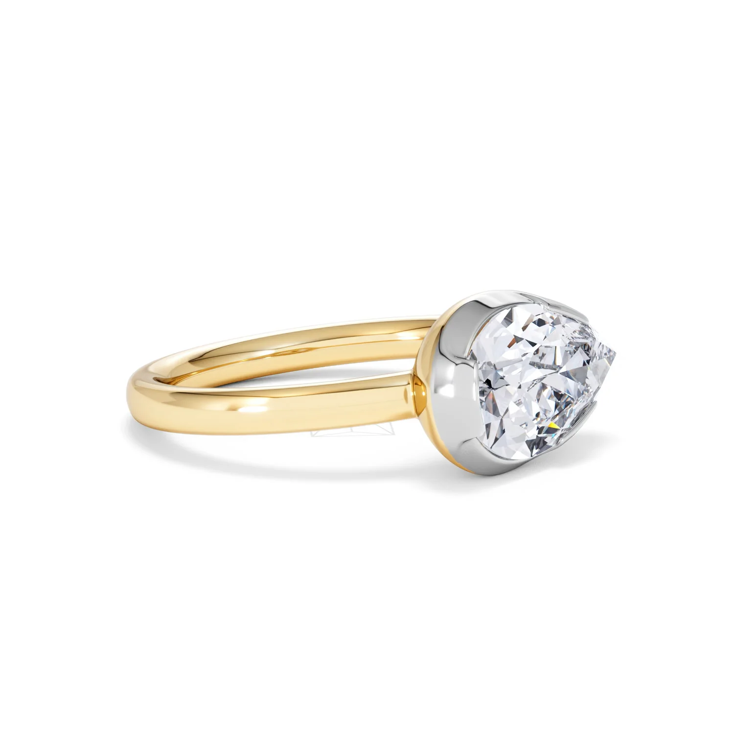 East West 2.00ct Pear Cut Lab Diamond Solitaire Engagement Ring in 18K Yellow Gold - Image 20