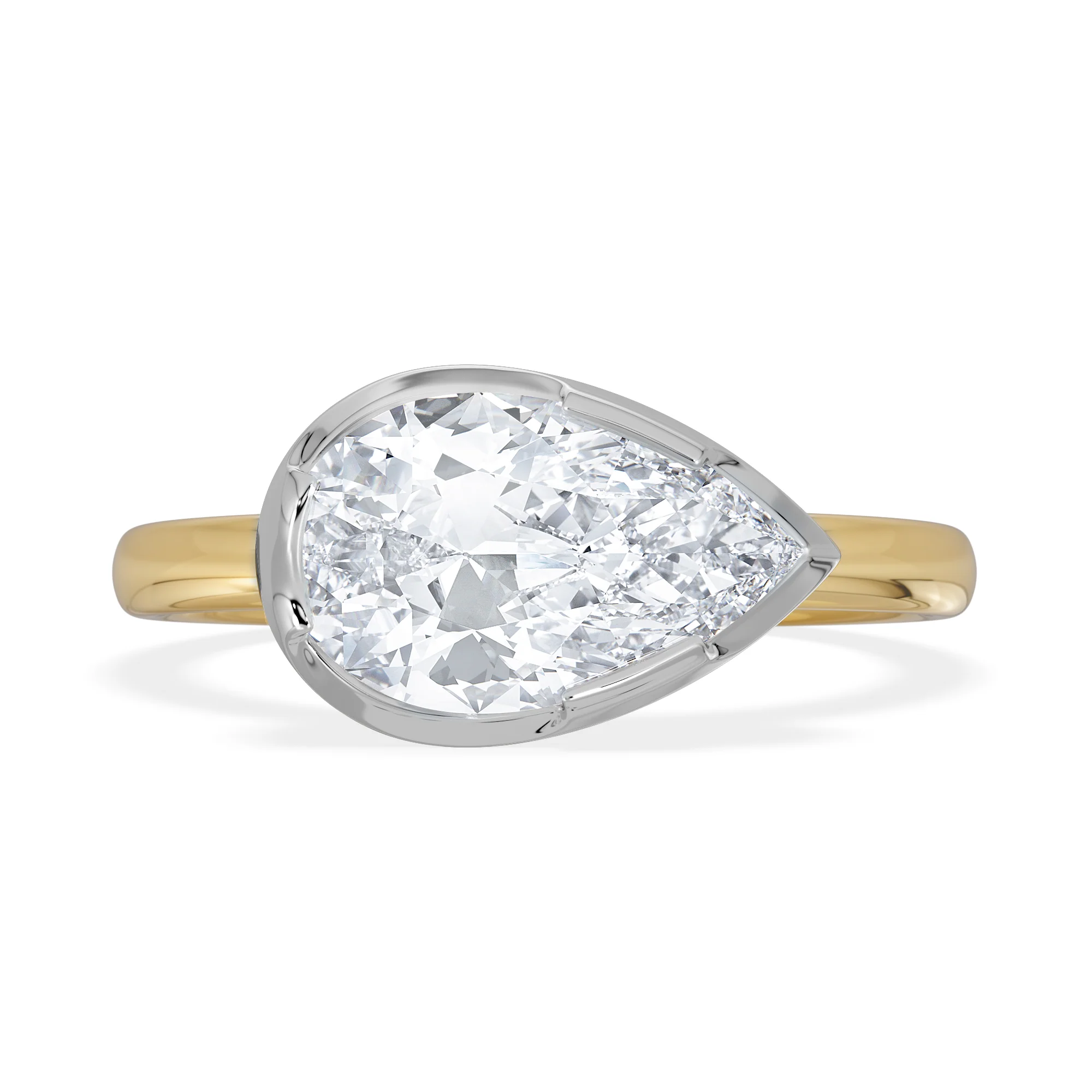 East West 2.00ct Pear Cut Lab Diamond Solitaire Engagement Ring in 18K Yellow Gold - Image 7