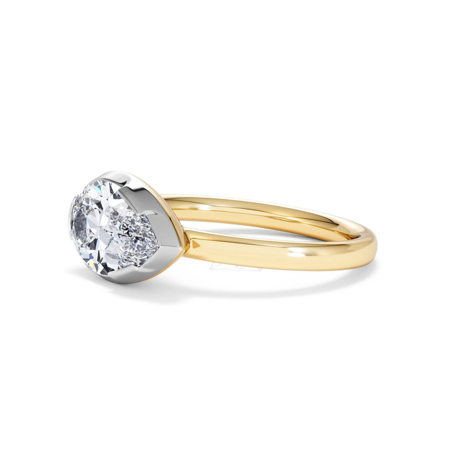 East West 2.00ct Pear Cut Lab Diamond Solitaire Engagement Ring in 18K Yellow Gold - Image 77