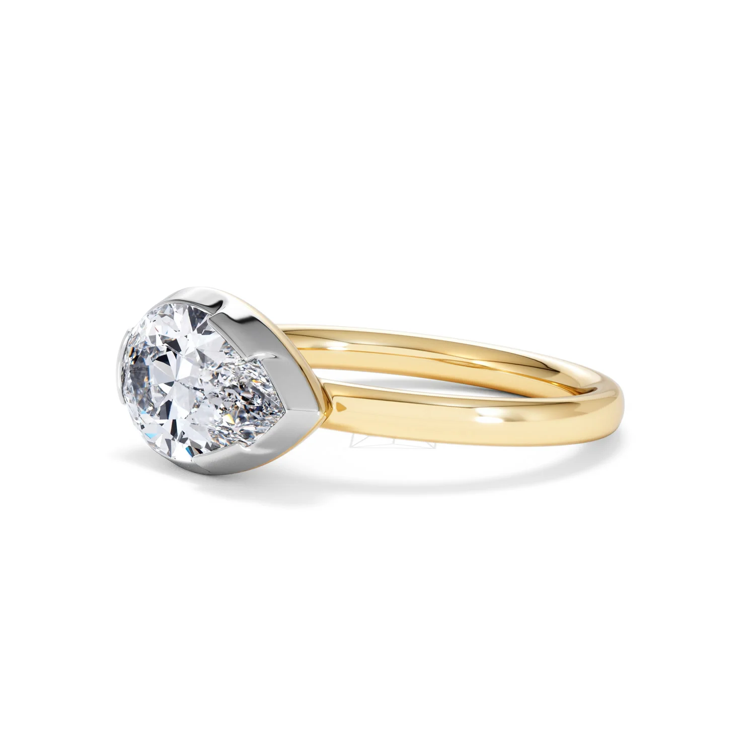 East West 2.00ct Pear Cut Lab Diamond Solitaire Engagement Ring in 18K Yellow Gold - Image 78