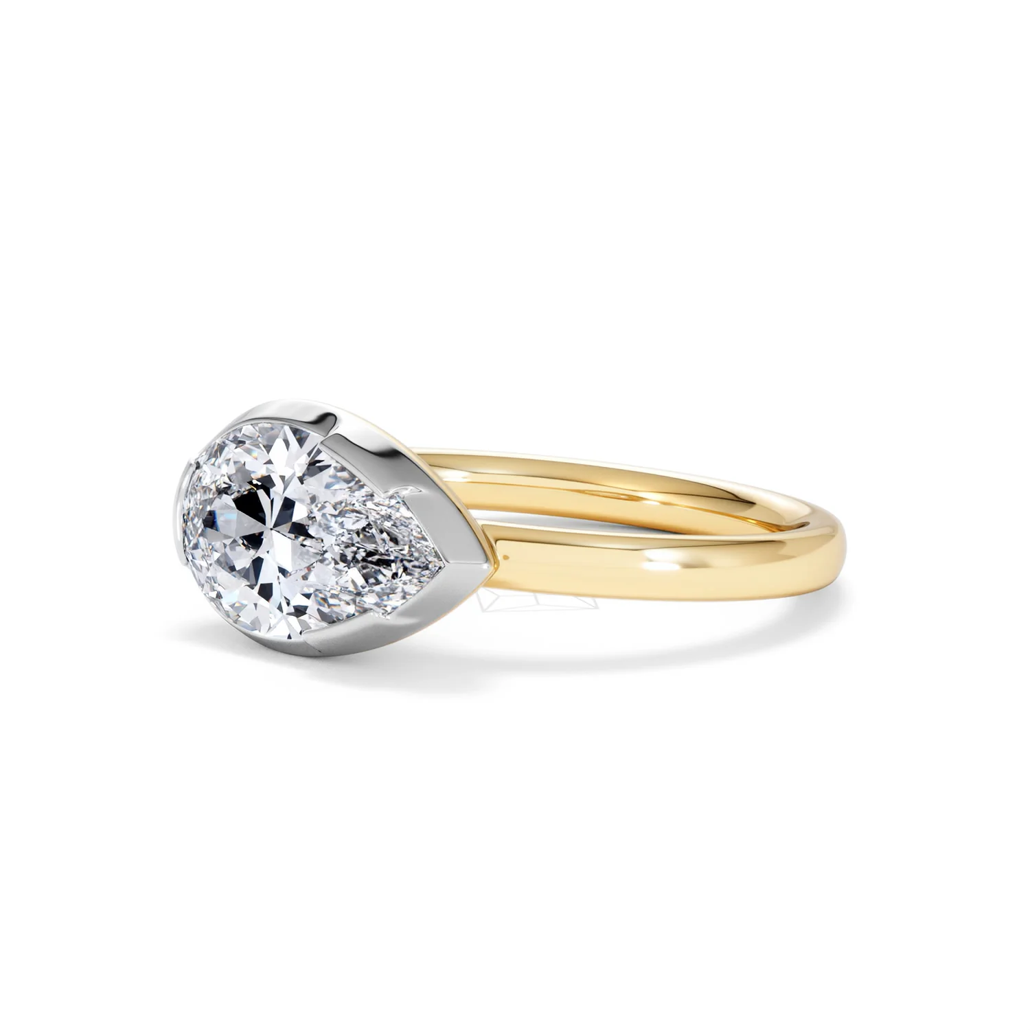 East West 2.00ct Pear Cut Lab Diamond Solitaire Engagement Ring in 18K Yellow Gold - Image 80