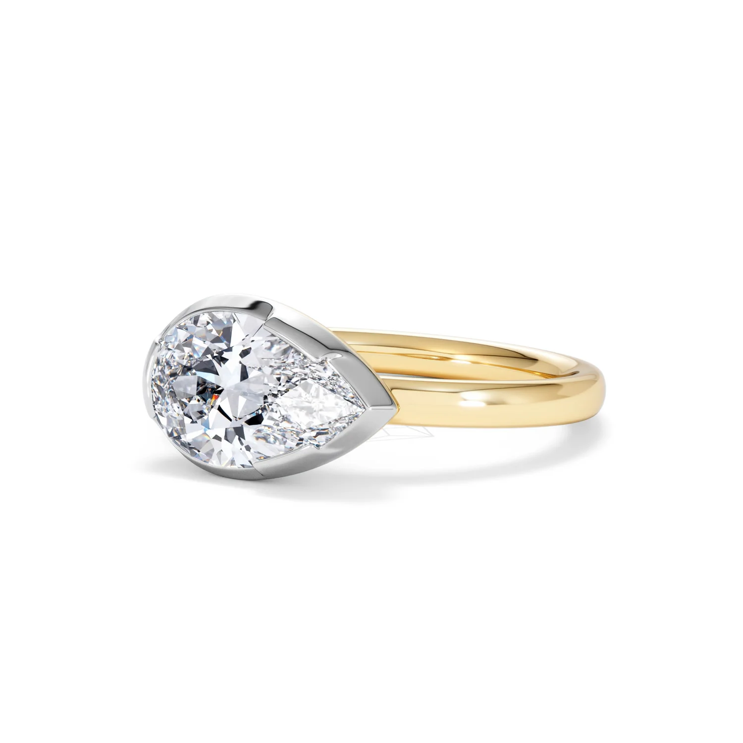 East West 2.00ct Pear Cut Lab Diamond Solitaire Engagement Ring in 18K Yellow Gold - Image 82