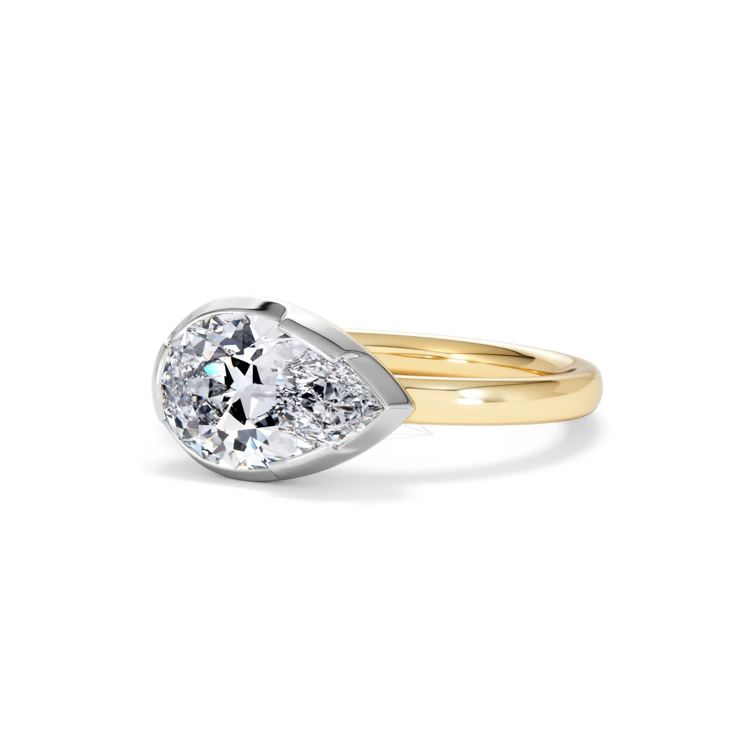 East West 2.00ct Pear Cut Lab Diamond Solitaire Engagement Ring in 18K Yellow Gold - Image 83
