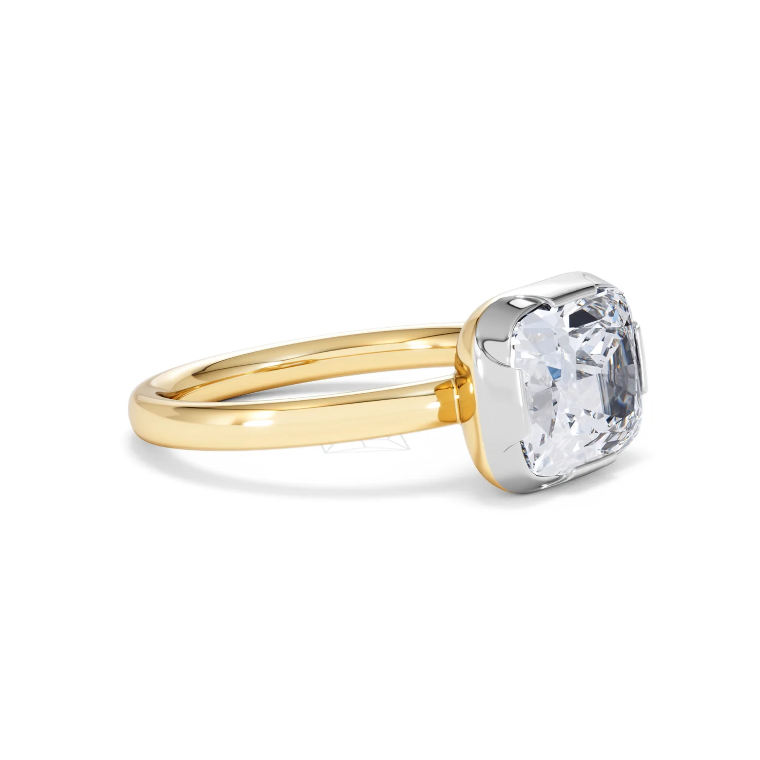 East West 3.00ct Elongated Cushion Cut Lab Diamond Solitaire Engagement Ring in 18K Yellow Gold - Image 19