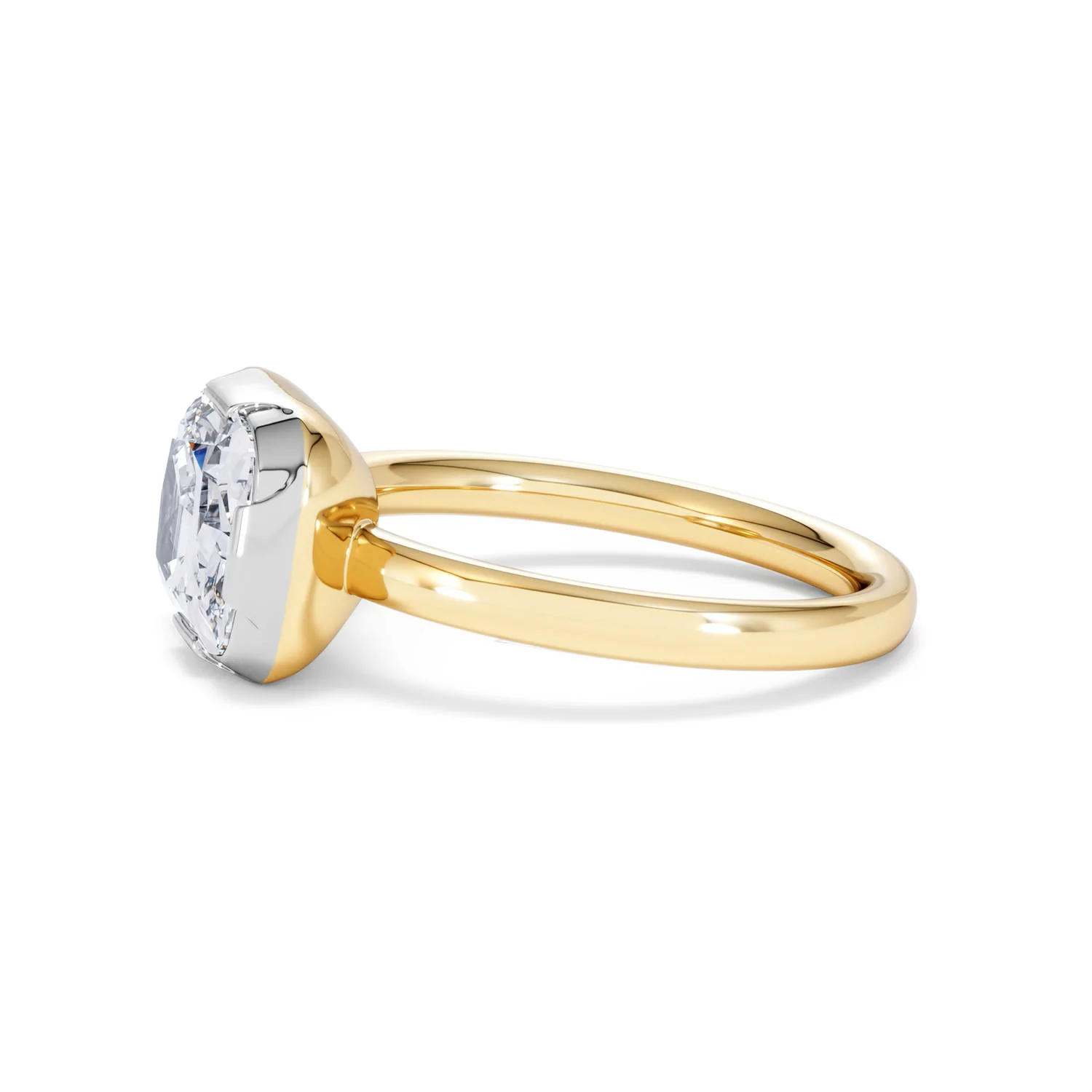 East West 3.00ct Elongated Cushion Cut Lab Diamond Solitaire Engagement Ring in 18K Yellow Gold - Image 70