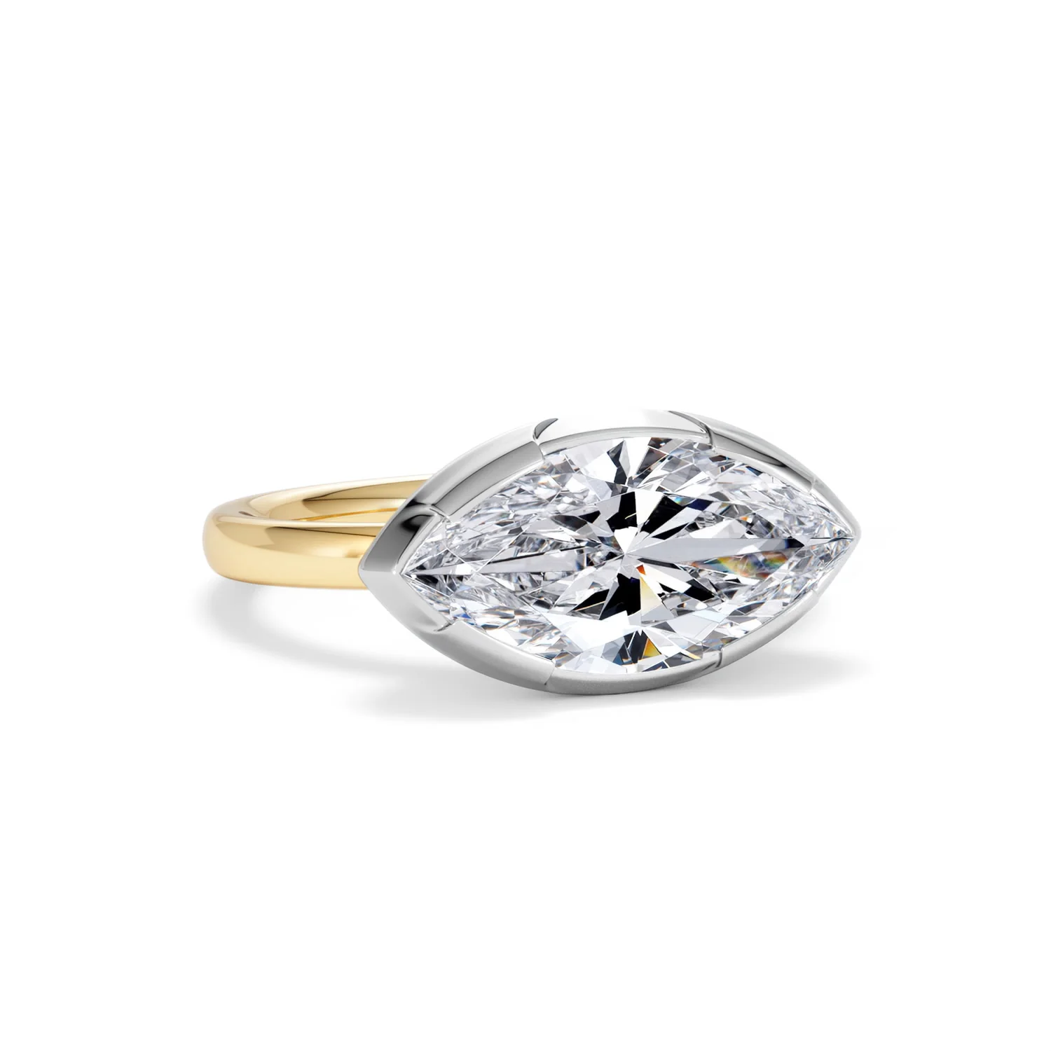 East West 3.00ct Marquise Cut Lab Diamond Solitaire Engagement Ring in 18K Yellow Gold - Image 11