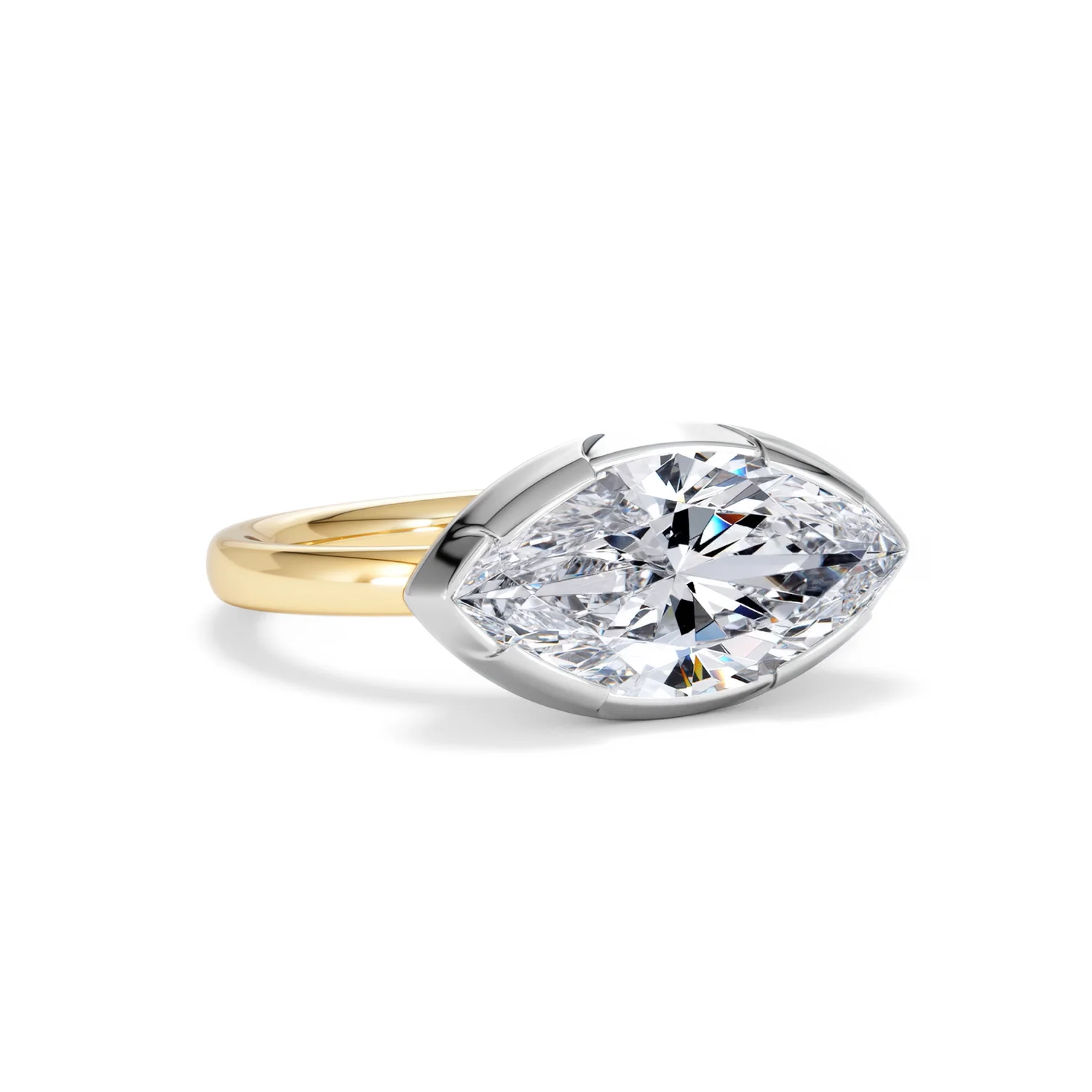 East West 3.00ct Marquise Cut Lab Diamond Solitaire Engagement Ring in 18K Yellow Gold - Image 12