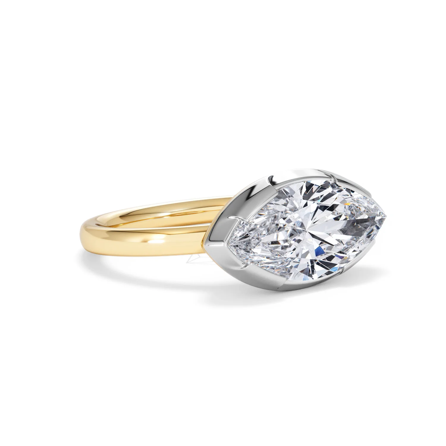 East West 3.00ct Marquise Cut Lab Diamond Solitaire Engagement Ring in 18K Yellow Gold - Image 15