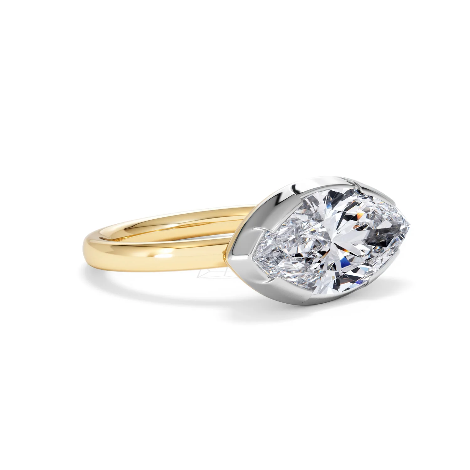 East West 3.00ct Marquise Cut Lab Diamond Solitaire Engagement Ring in 18K Yellow Gold - Image 16