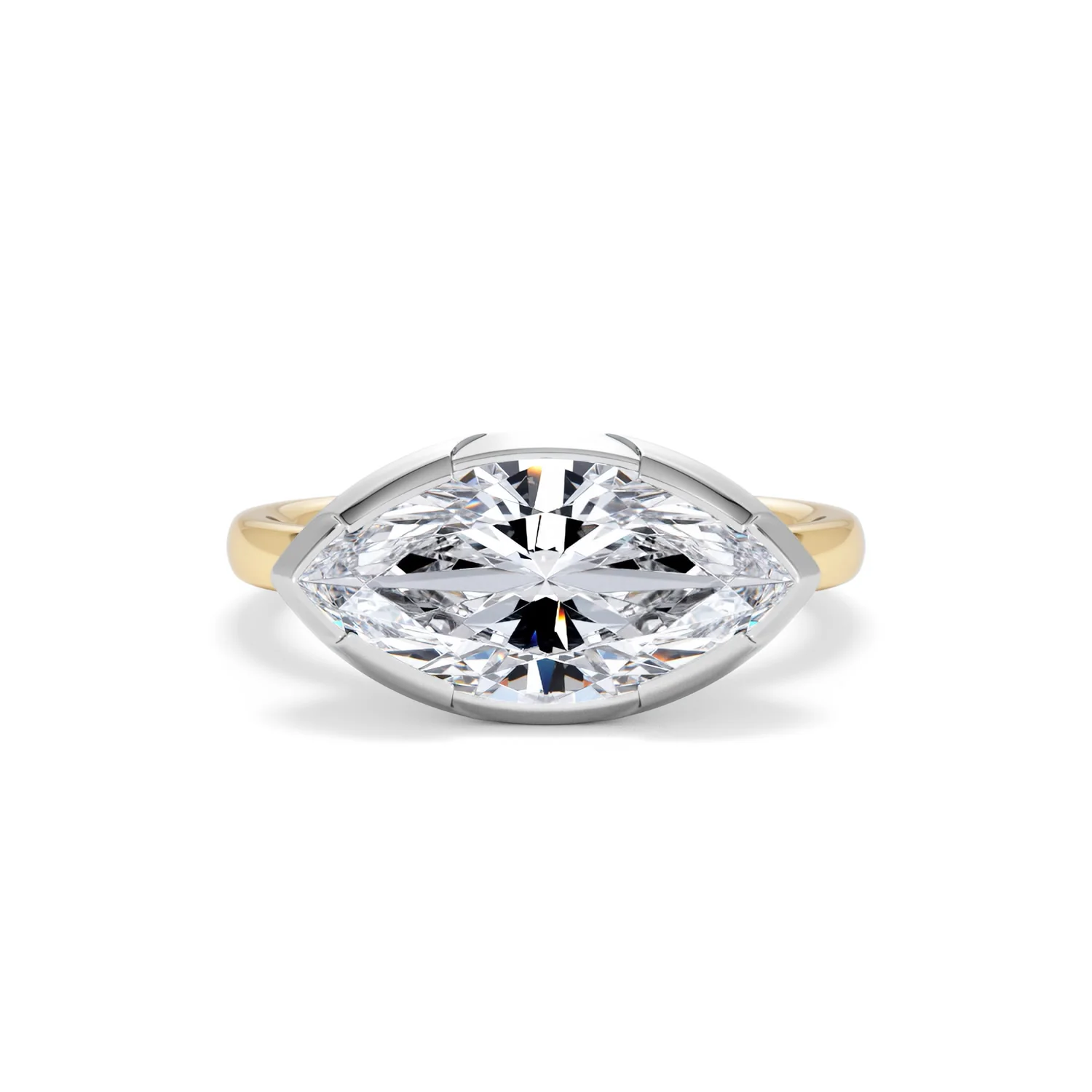 East West 3.00ct Marquise Cut Lab Diamond Solitaire Engagement Ring in 18K Yellow Gold - Image 7