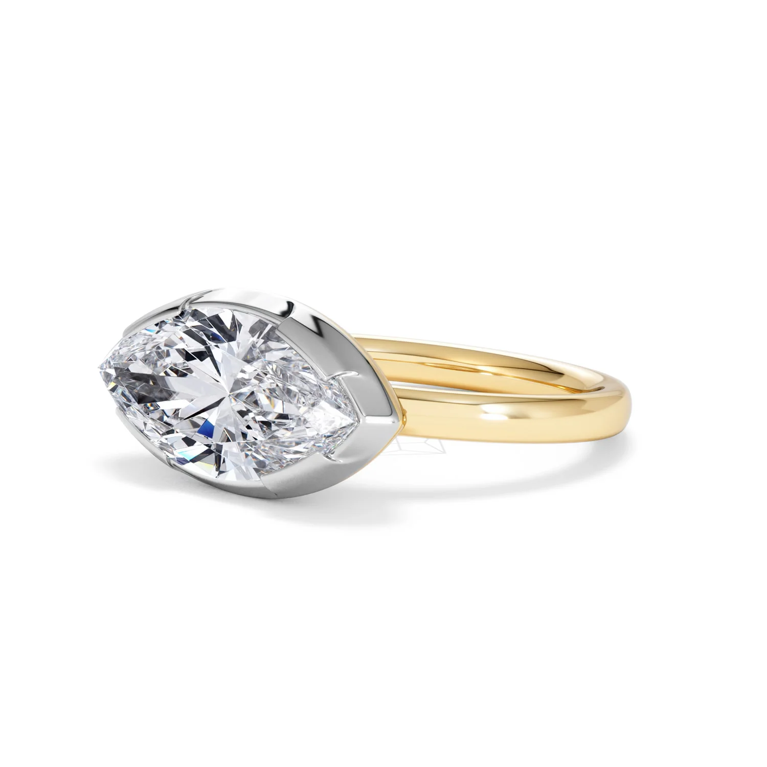 East West 3.00ct Marquise Cut Lab Diamond Solitaire Engagement Ring in 18K Yellow Gold - Image 78
