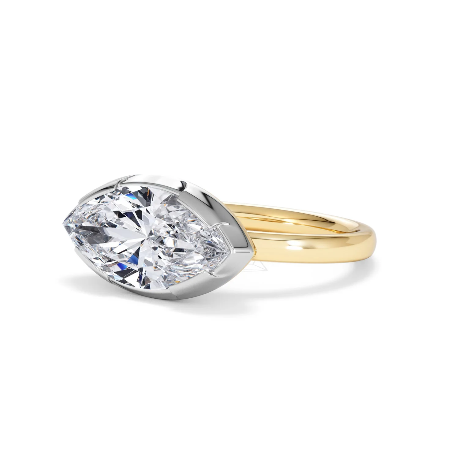 East West 3.00ct Marquise Cut Lab Diamond Solitaire Engagement Ring in 18K Yellow Gold - Image 79
