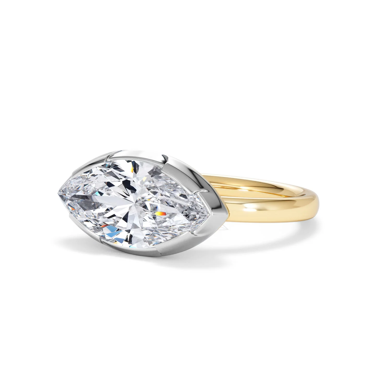 East West 3.00ct Marquise Cut Lab Diamond Solitaire Engagement Ring in 18K Yellow Gold - Image 80