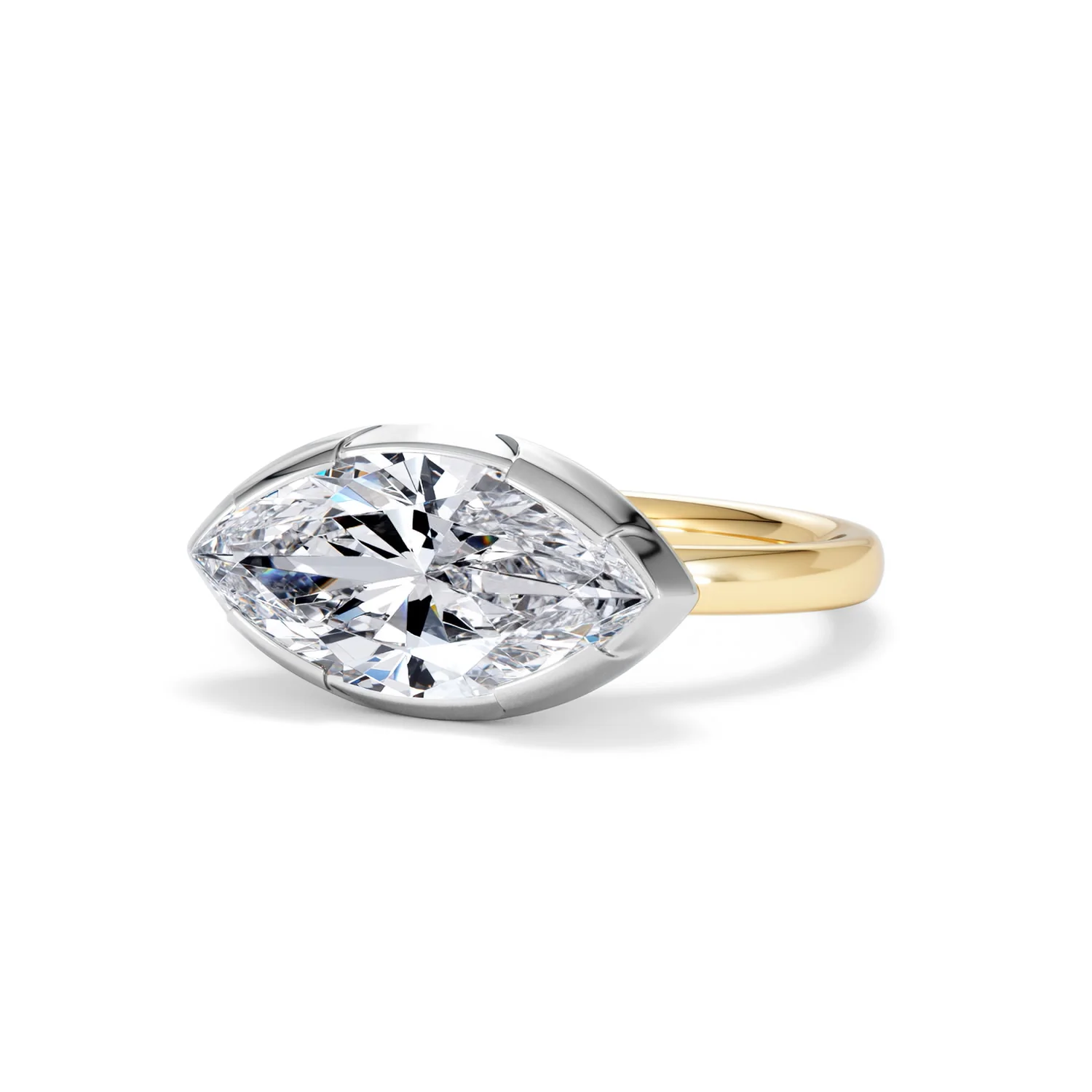 East West 3.00ct Marquise Cut Lab Diamond Solitaire Engagement Ring in 18K Yellow Gold - Image 82