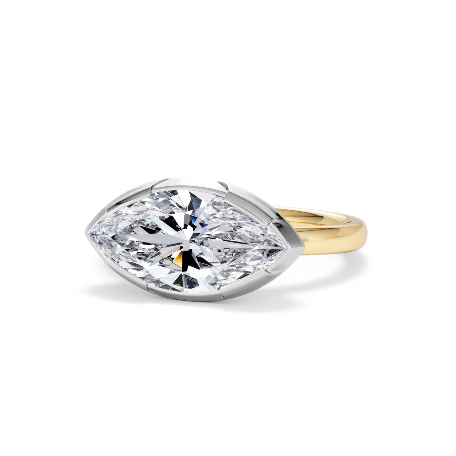 East West 3.00ct Marquise Cut Lab Diamond Solitaire Engagement Ring in 18K Yellow Gold - Image 83