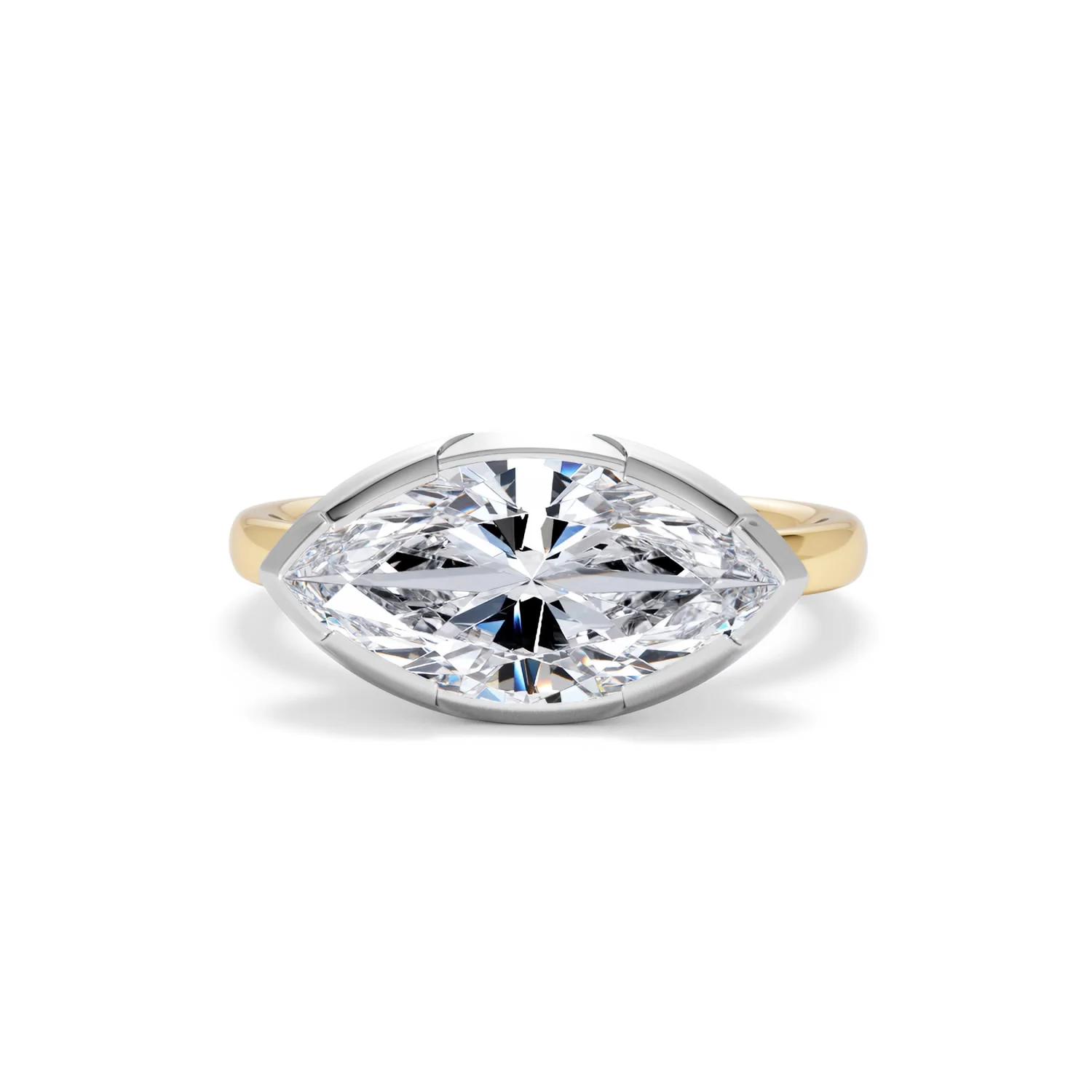 East West 3.00ct Marquise Cut Lab Diamond Solitaire Engagement Ring in 18K Yellow Gold - Image 86