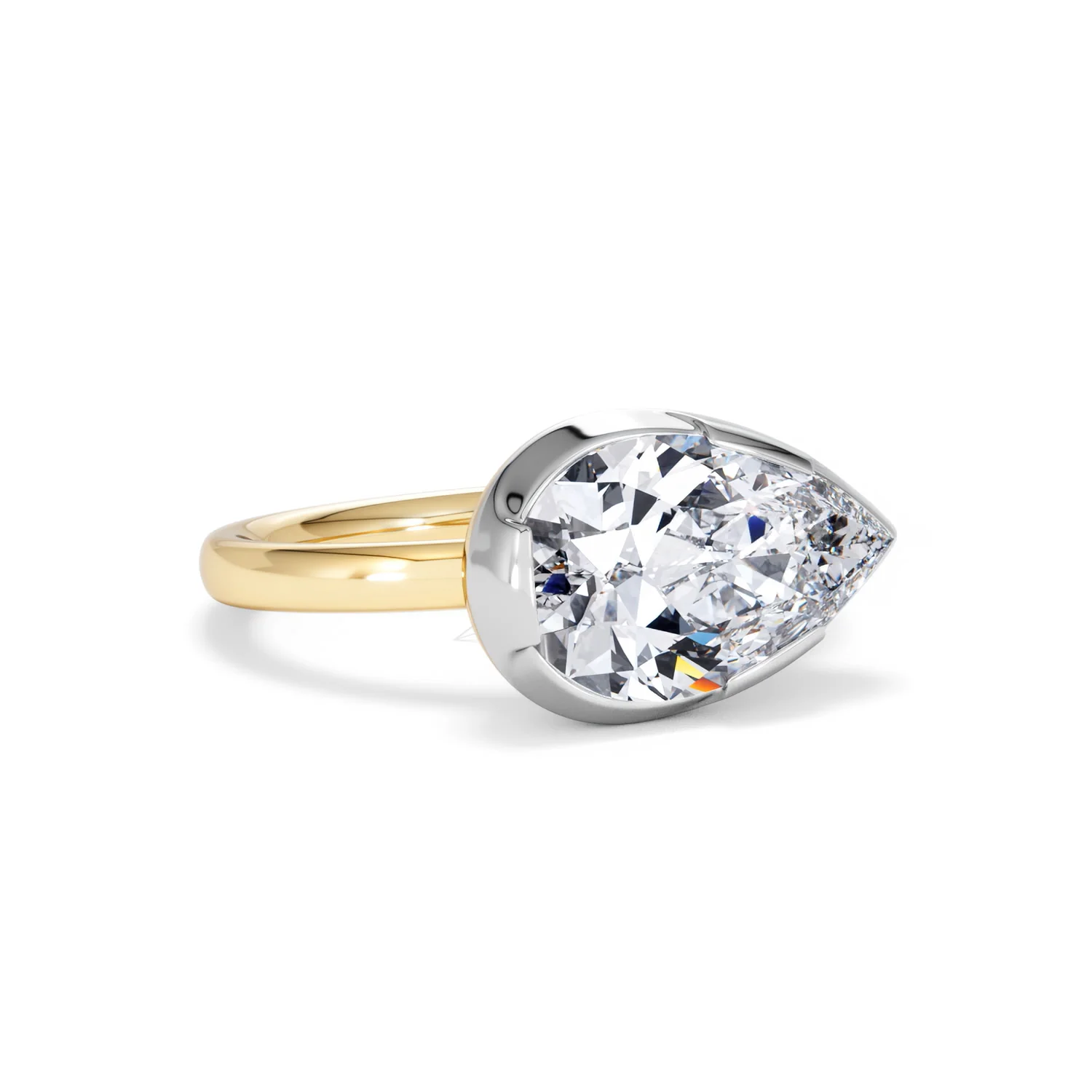 East West 3.00ct Pear Cut Lab Diamond Solitaire Engagement Ring in 18K Yellow Gold - Image 13