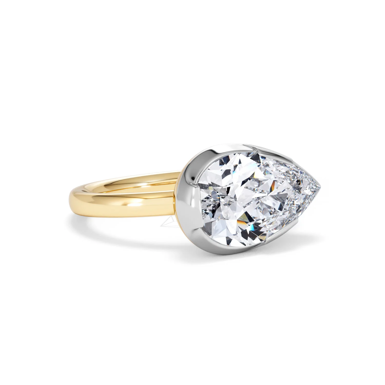 East West 3.00ct Pear Cut Lab Diamond Solitaire Engagement Ring in 18K Yellow Gold - Image 14