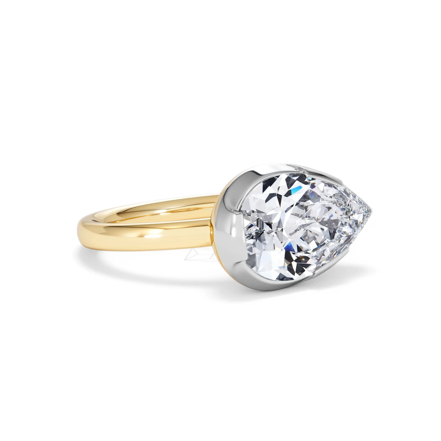 East West 3.00ct Pear Cut Lab Diamond Solitaire Engagement Ring in 18K Yellow Gold - Image 15