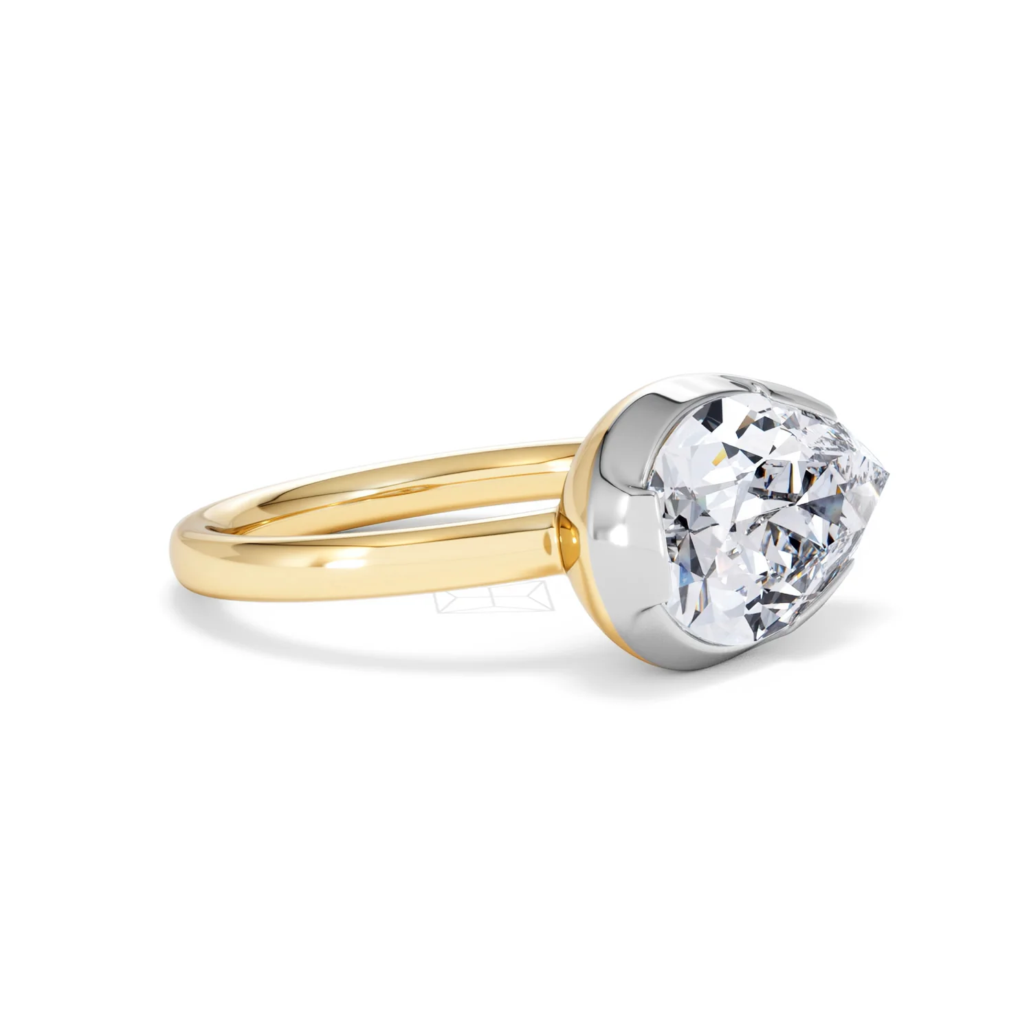 East West 3.00ct Pear Cut Lab Diamond Solitaire Engagement Ring in 18K Yellow Gold - Image 18