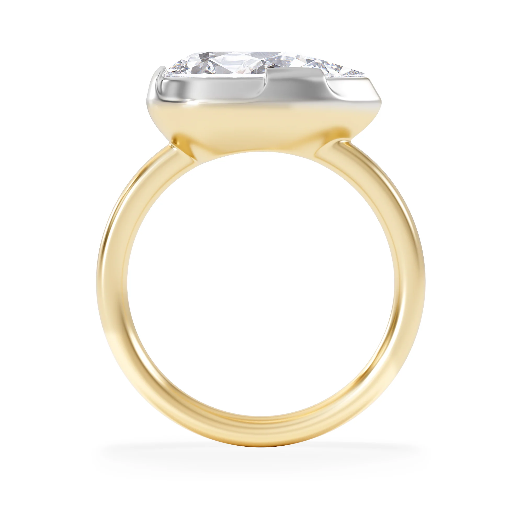 East West 3.00ct Pear Cut Lab Diamond Solitaire Engagement Ring in 18K Yellow Gold - Image 3