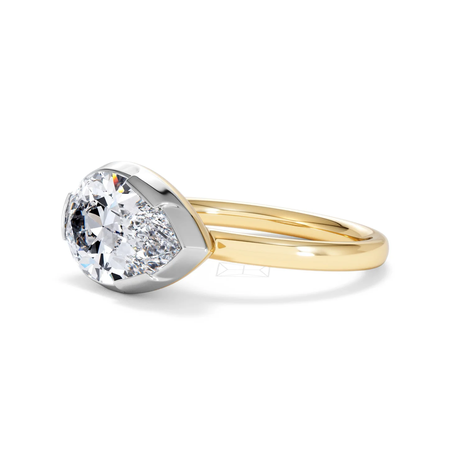 East West 3.00ct Pear Cut Lab Diamond Solitaire Engagement Ring in 18K Yellow Gold - Image 76