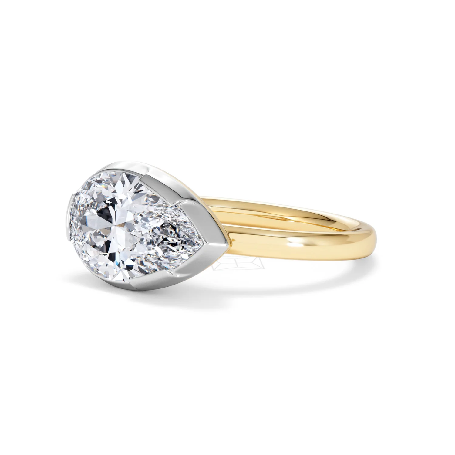 East West 3.00ct Pear Cut Lab Diamond Solitaire Engagement Ring in 18K Yellow Gold - Image 78