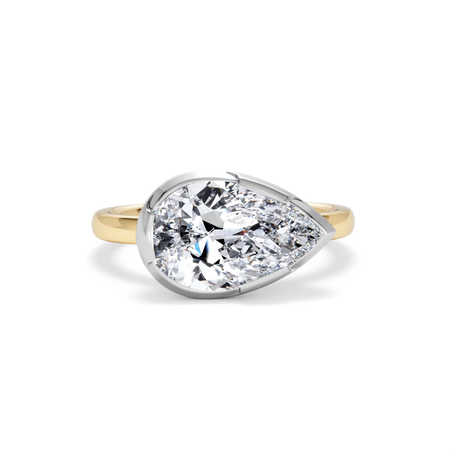 East West 3.00ct Pear Cut Lab Diamond Solitaire Engagement Ring in 18K Yellow Gold - Image 8