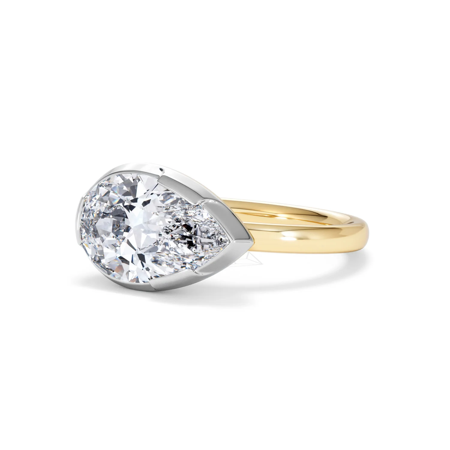 East West 3.00ct Pear Cut Lab Diamond Solitaire Engagement Ring in 18K Yellow Gold - Image 80