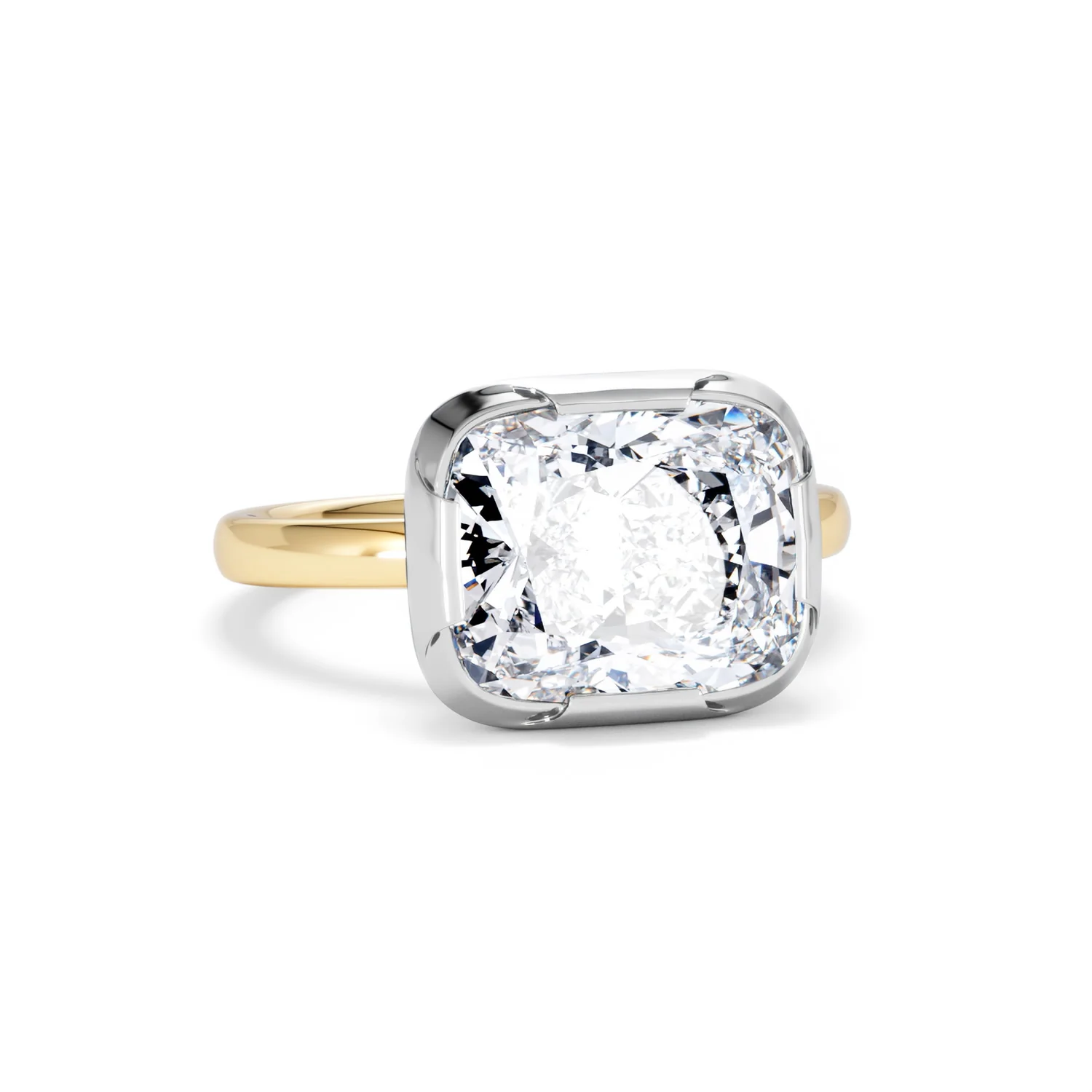 East West 5.00ct Elongated Cushion Cut Lab Diamond Solitaire Engagement Ring in 18K Yellow Gold - Image 10