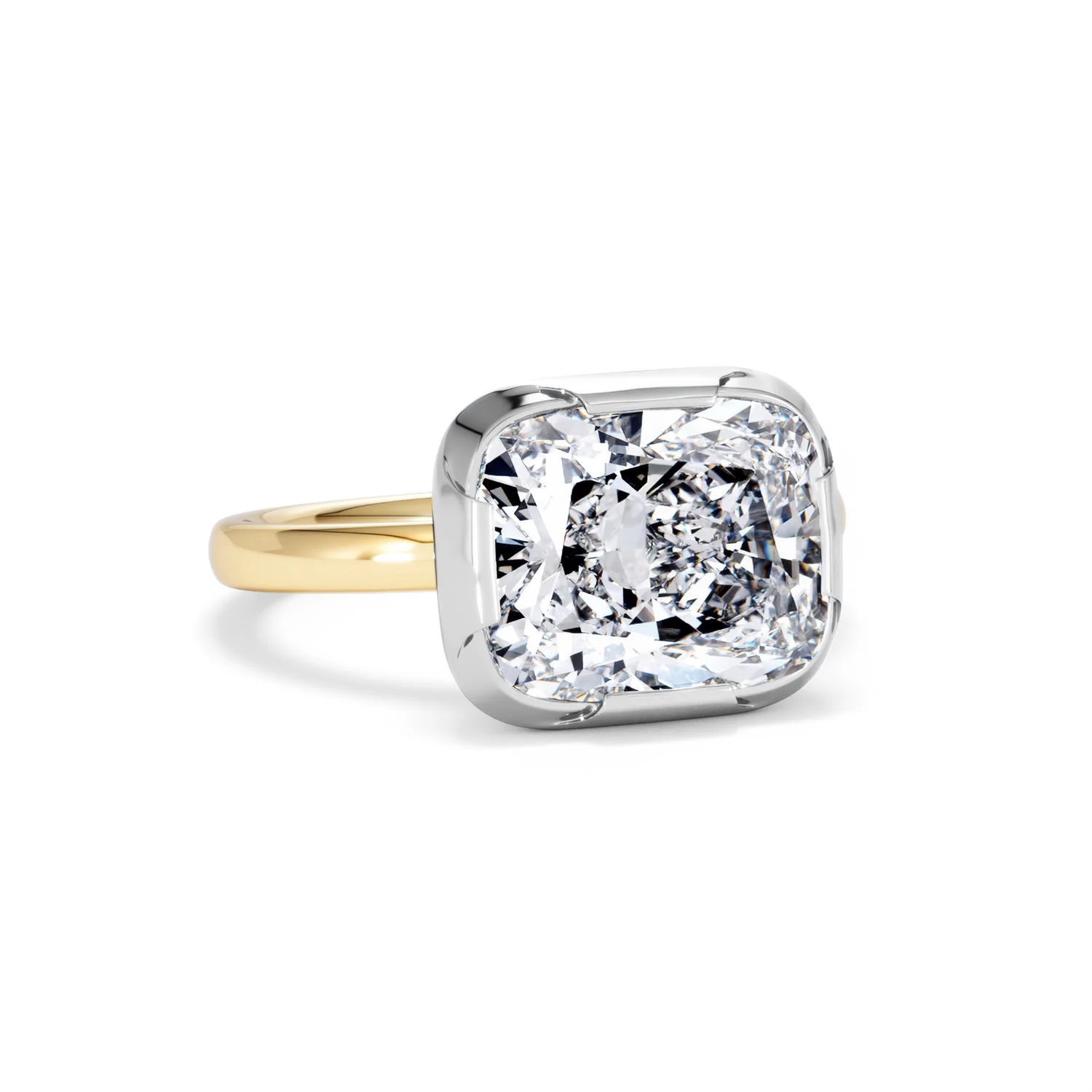 East West 5.00ct Elongated Cushion Cut Lab Diamond Solitaire Engagement Ring in 18K Yellow Gold - Image 11
