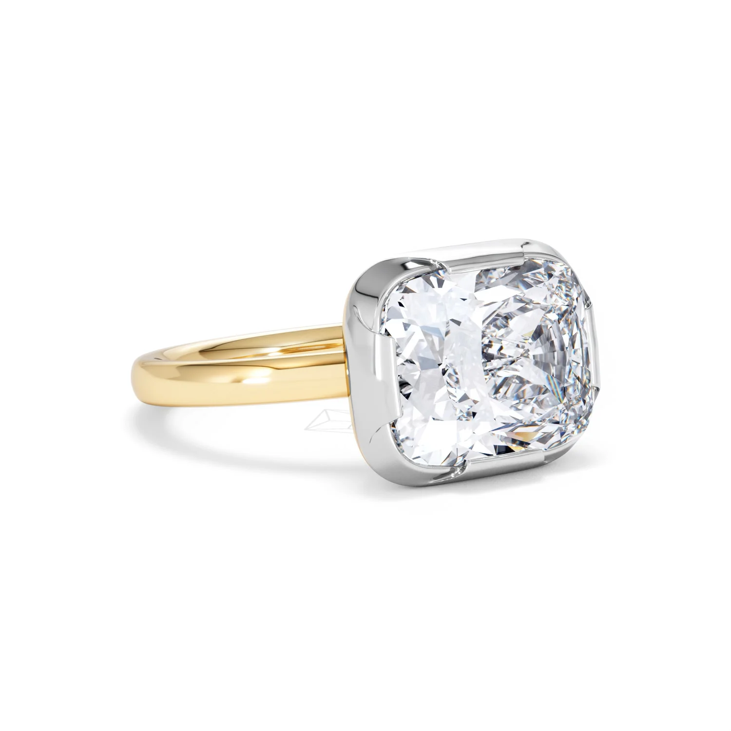 East West 5.00ct Elongated Cushion Cut Lab Diamond Solitaire Engagement Ring in 18K Yellow Gold - Image 14