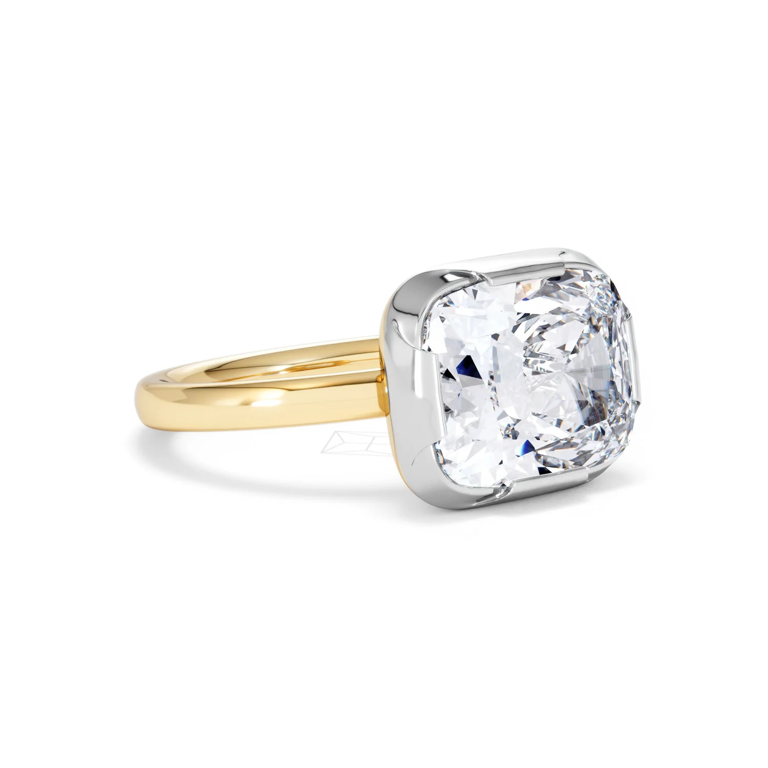 East West 5.00ct Elongated Cushion Cut Lab Diamond Solitaire Engagement Ring in 18K Yellow Gold - Image 15