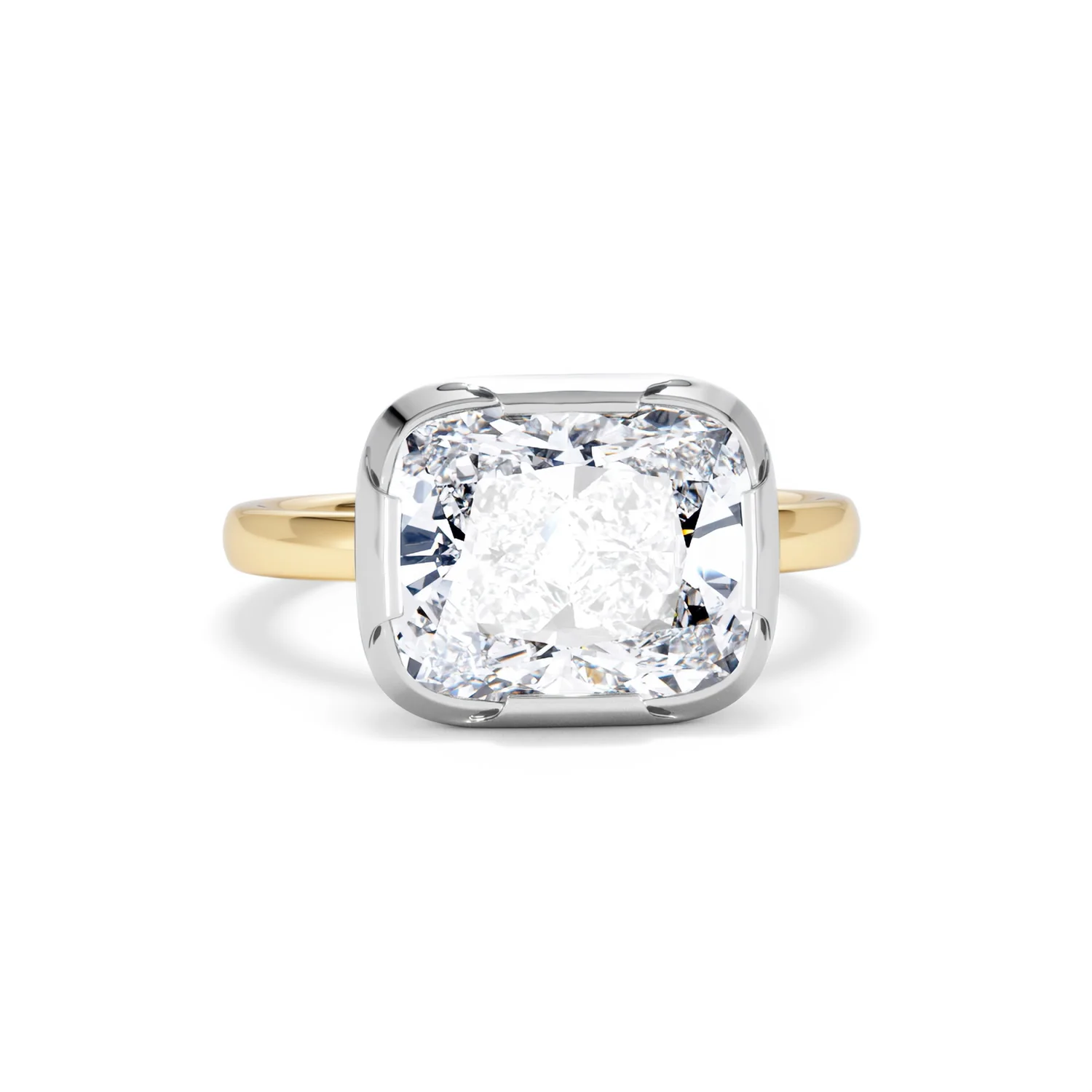 East West 5.00ct Elongated Cushion Cut Lab Diamond Solitaire Engagement Ring in 18K Yellow Gold - Image 8