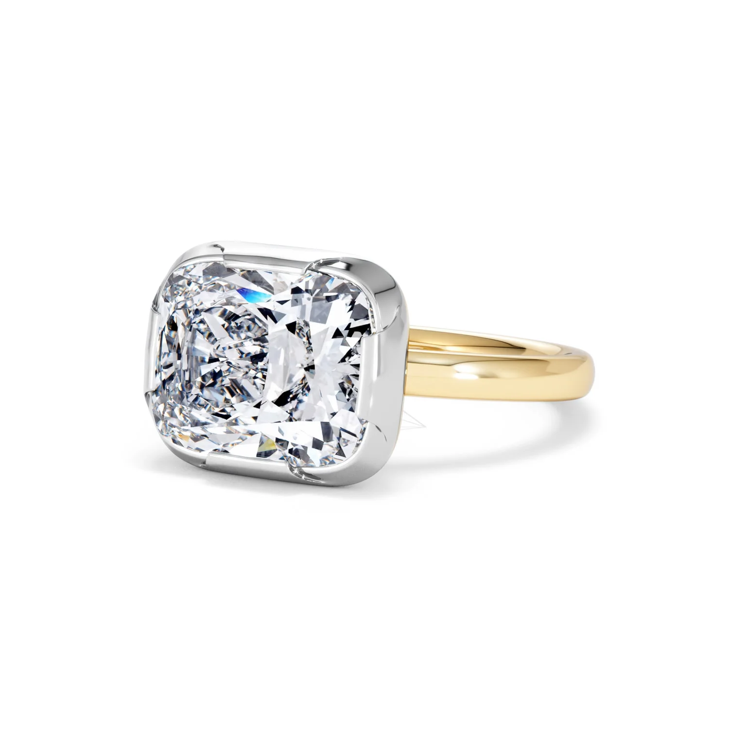 East West 5.00ct Elongated Cushion Cut Lab Diamond Solitaire Engagement Ring in 18K Yellow Gold - Image 81