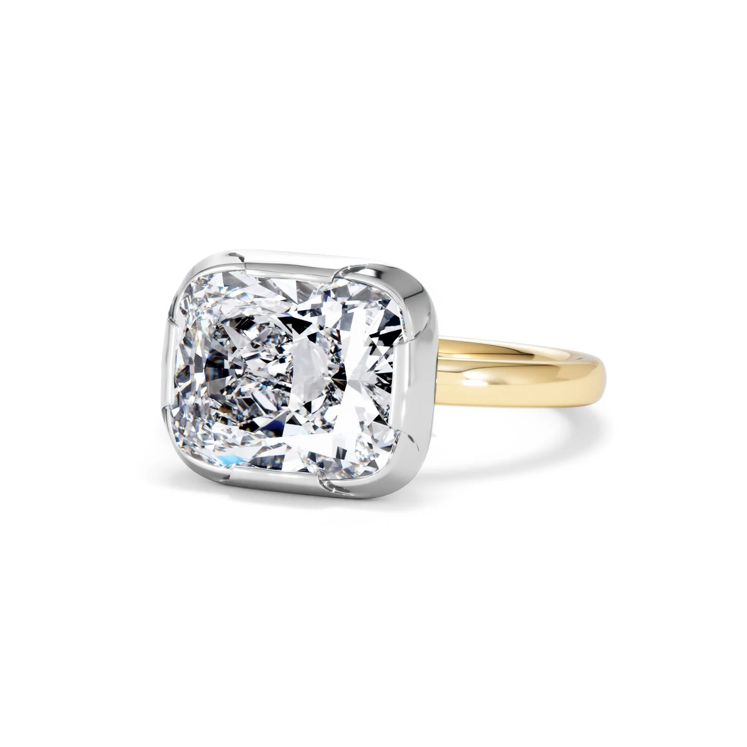 East West 5.00ct Elongated Cushion Cut Lab Diamond Solitaire Engagement Ring in 18K Yellow Gold - Image 82
