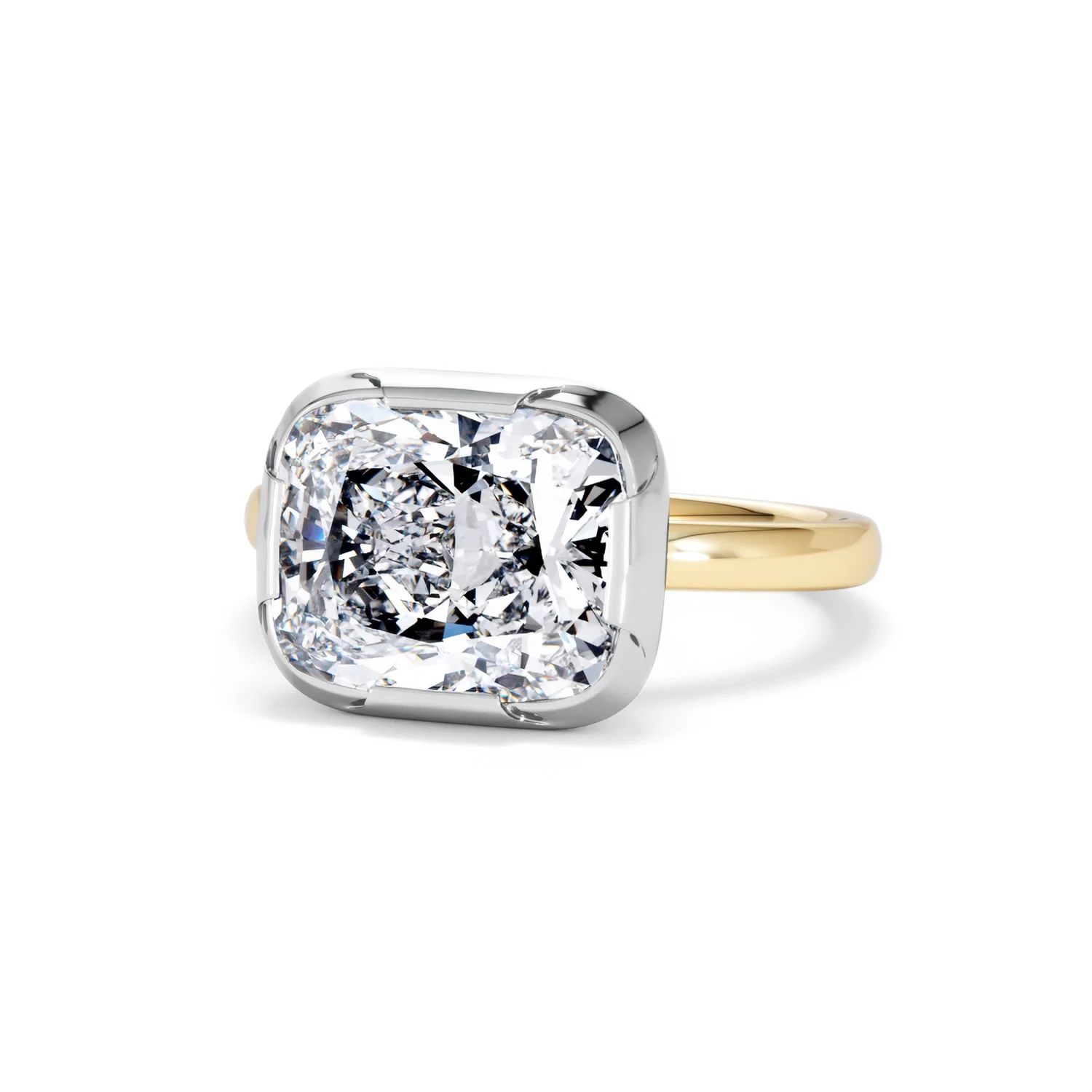 East West 5.00ct Elongated Cushion Cut Lab Diamond Solitaire Engagement Ring in 18K Yellow Gold - Image 83