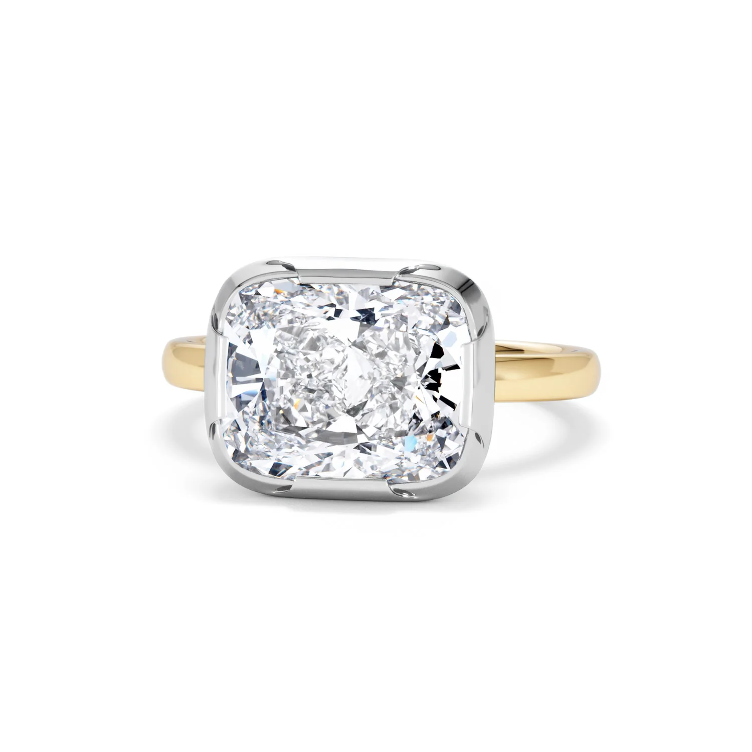 East West 5.00ct Elongated Cushion Cut Lab Diamond Solitaire Engagement Ring in 18K Yellow Gold - Image 85