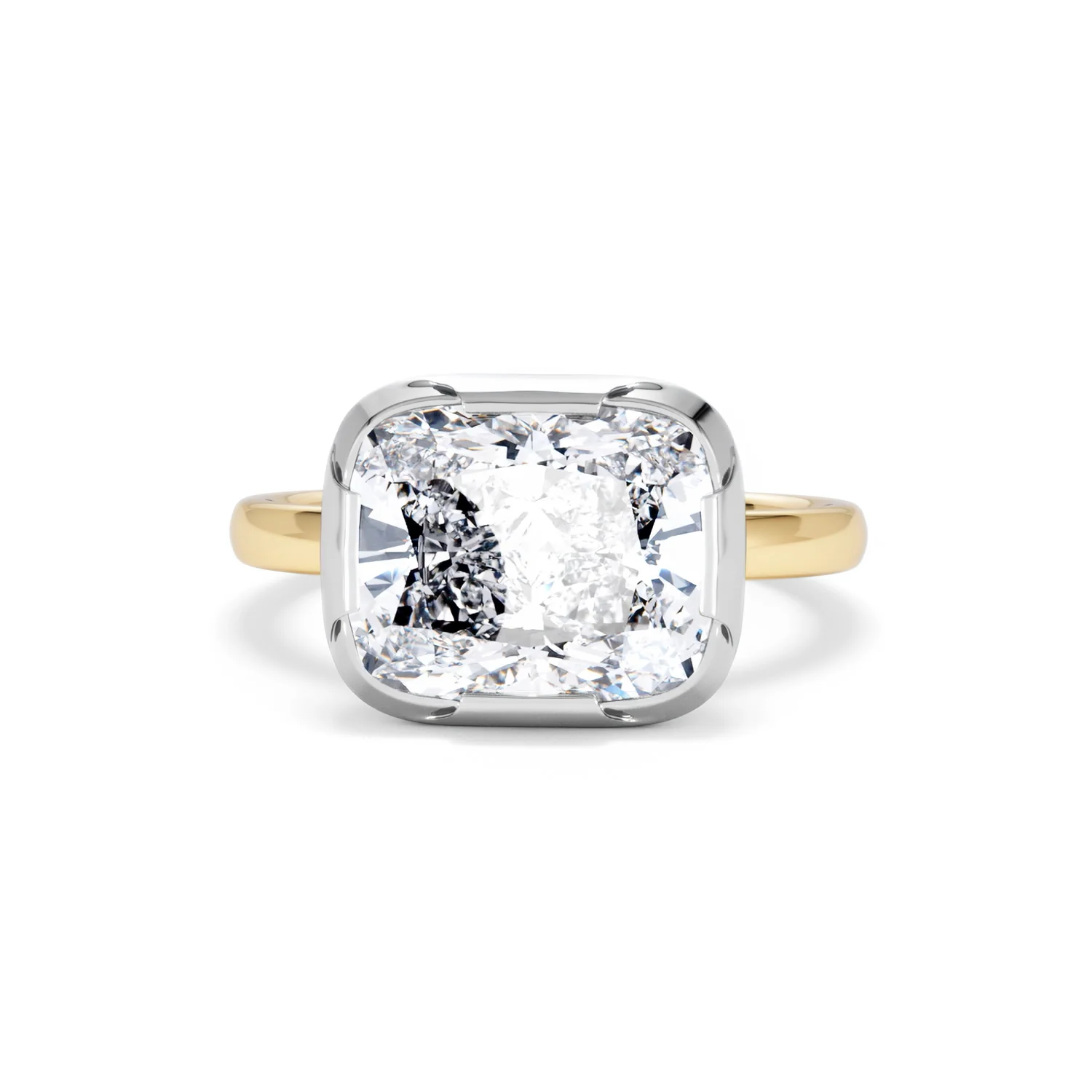 East West 5.00ct Elongated Cushion Cut Lab Diamond Solitaire Engagement Ring in 18K Yellow Gold - Image 86