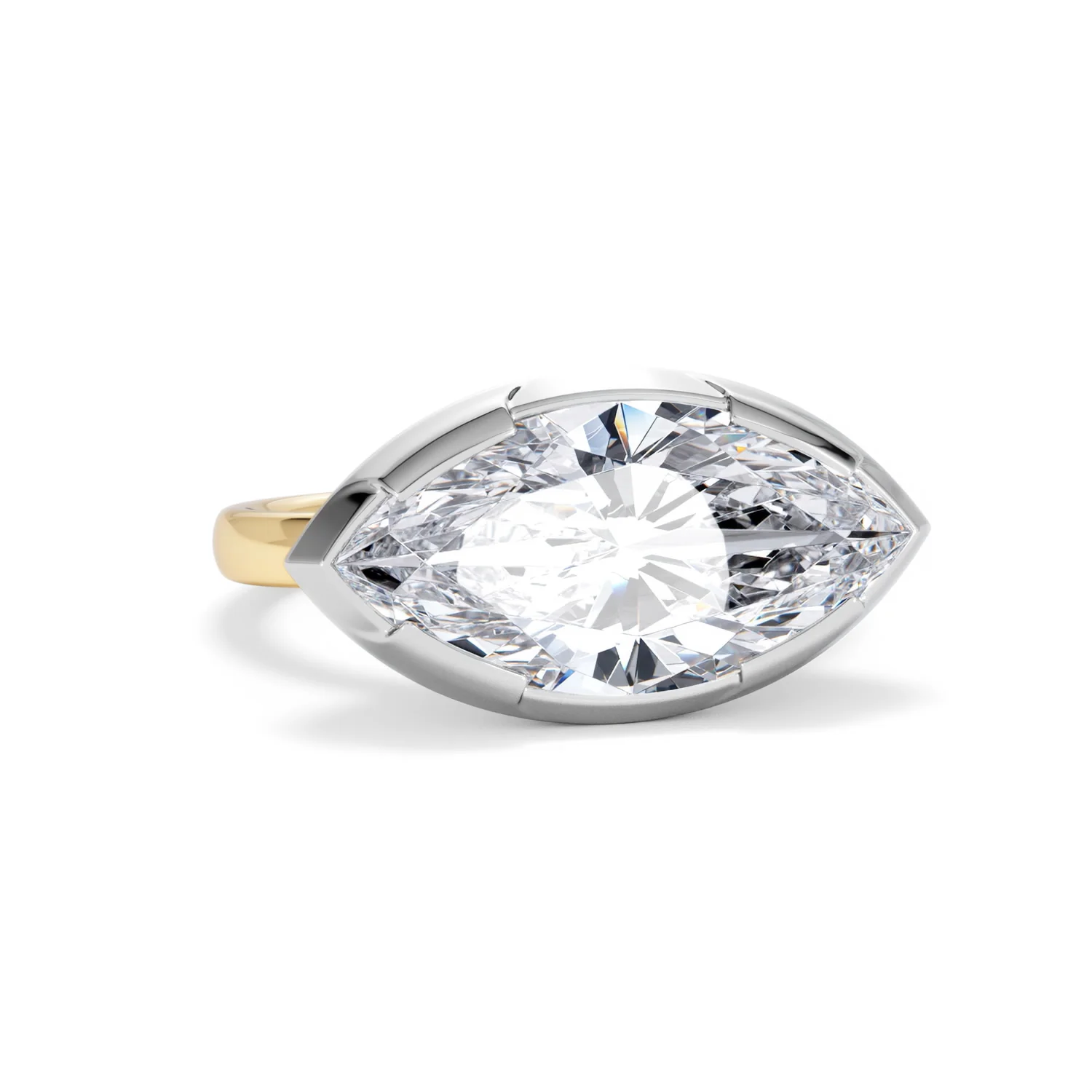 East West 5.00ct Marquise Cut Lab Diamond Solitaire Engagement Ring in 18K Yellow Gold - Image 10